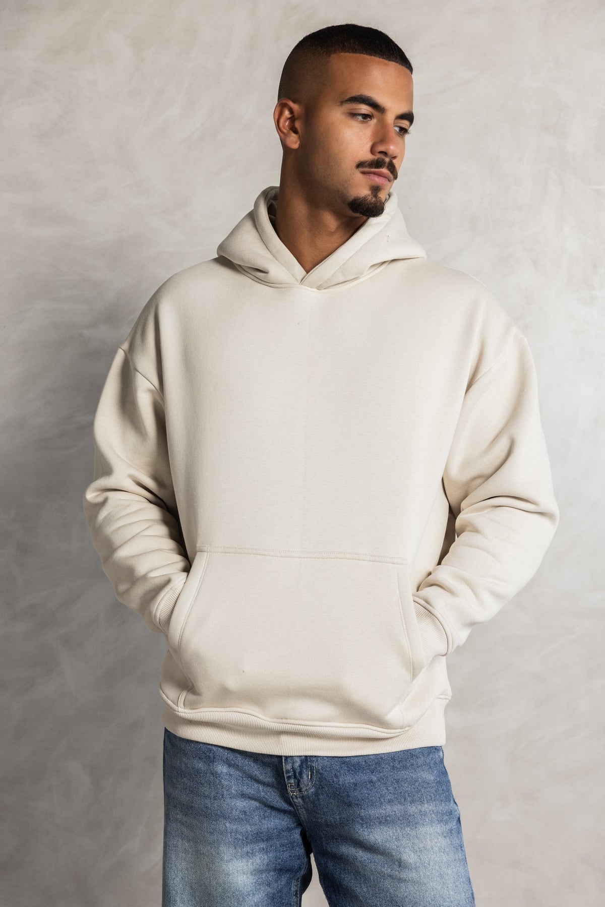 Beige Relaxed-Fit Hoodie
