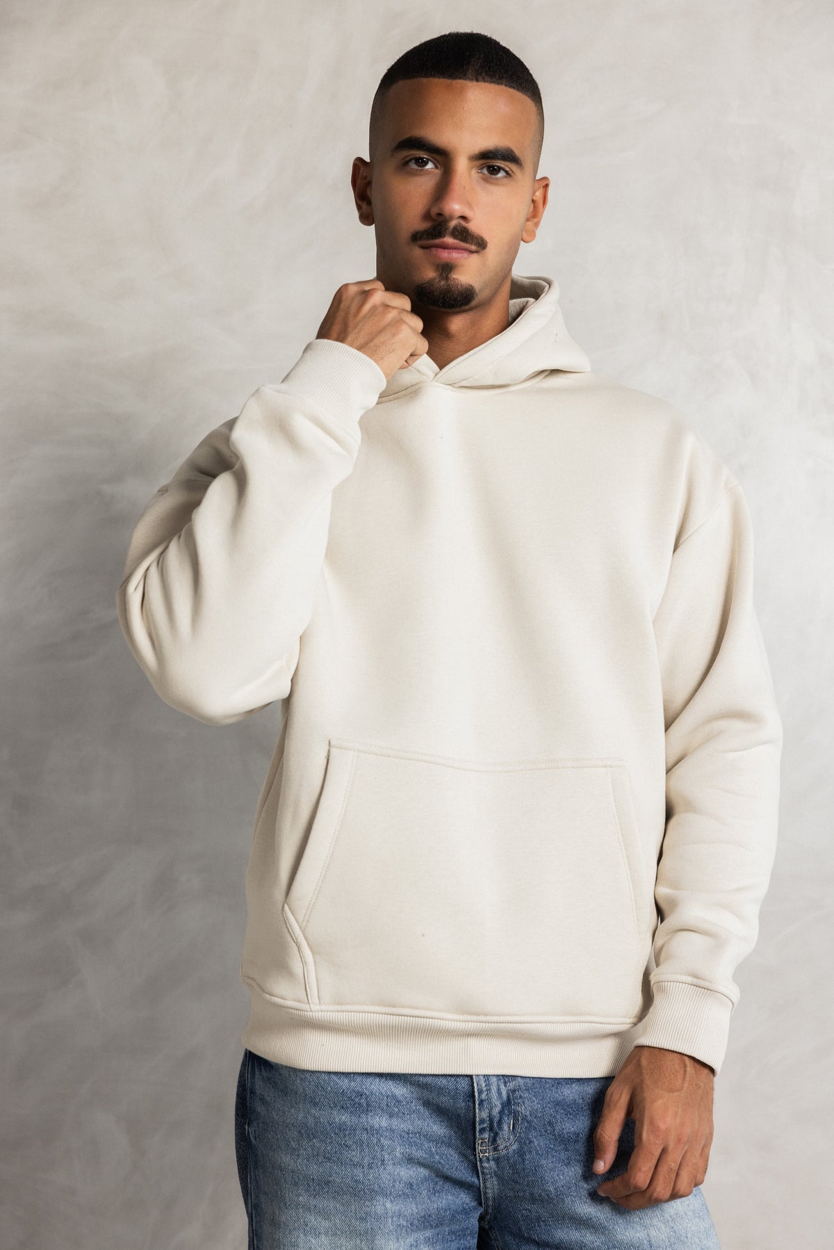 Beige Relaxed-Fit Hoodie