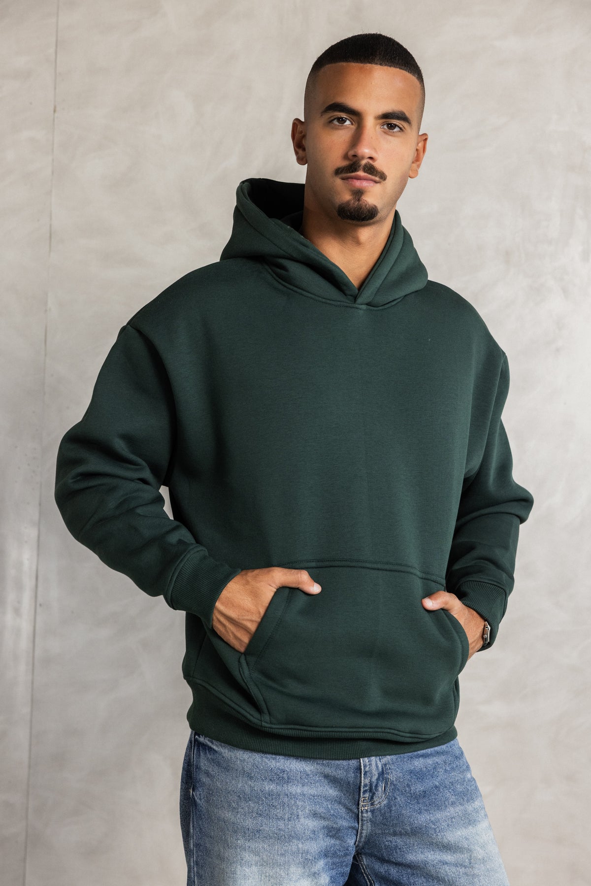 Dark Green Relaxed-Fit Hoodie