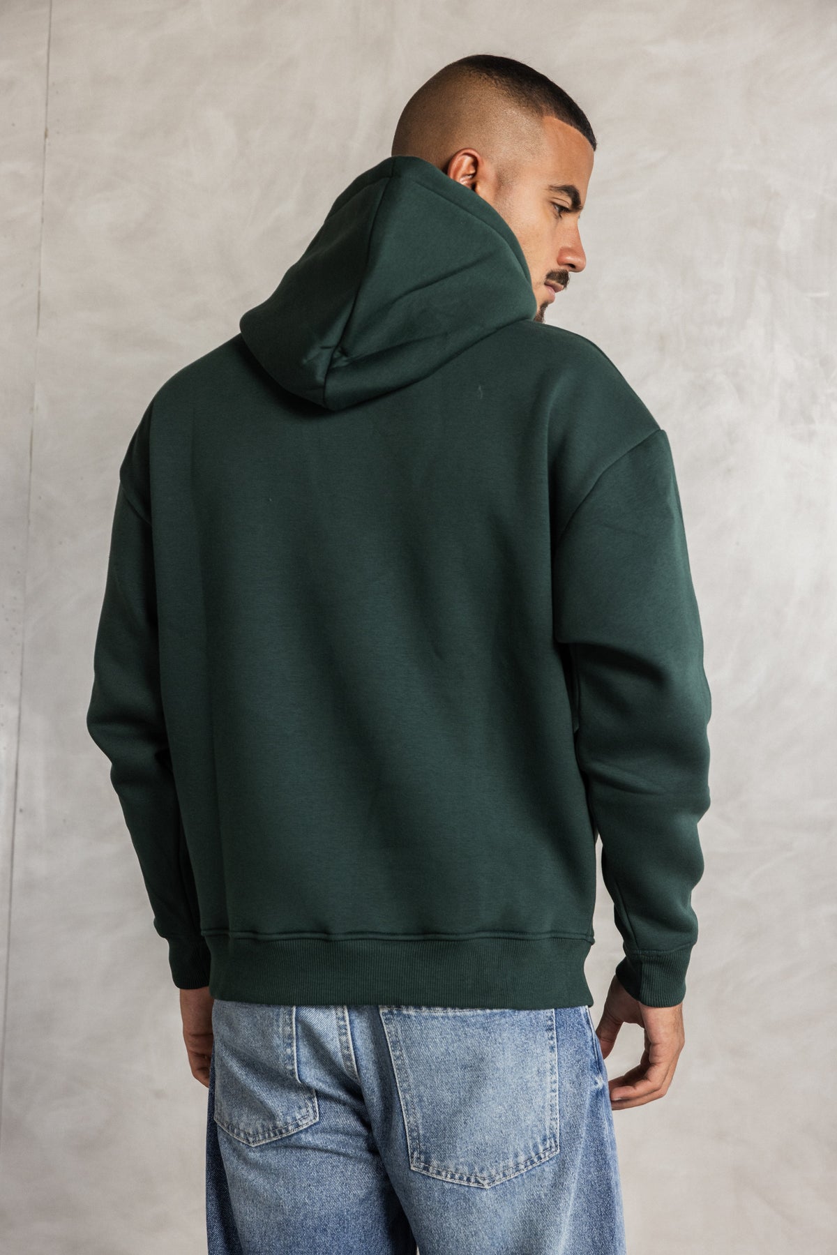 Dark Green Relaxed-Fit Hoodie