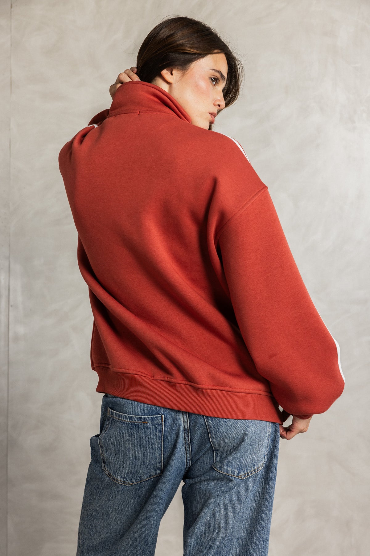Red Orange Frog Fastening Jacket
