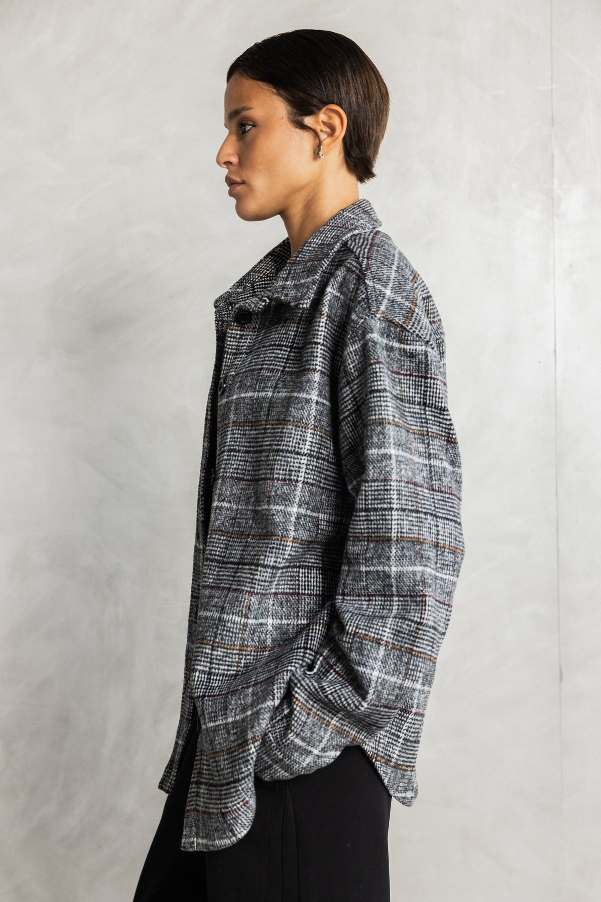Black Check Buttoned Overshirt
