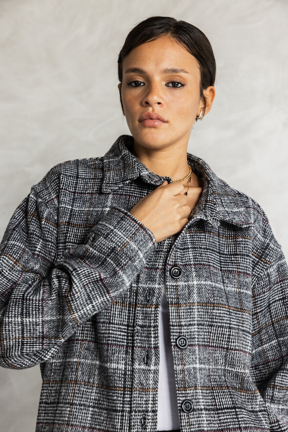 Black Check Buttoned Overshirt