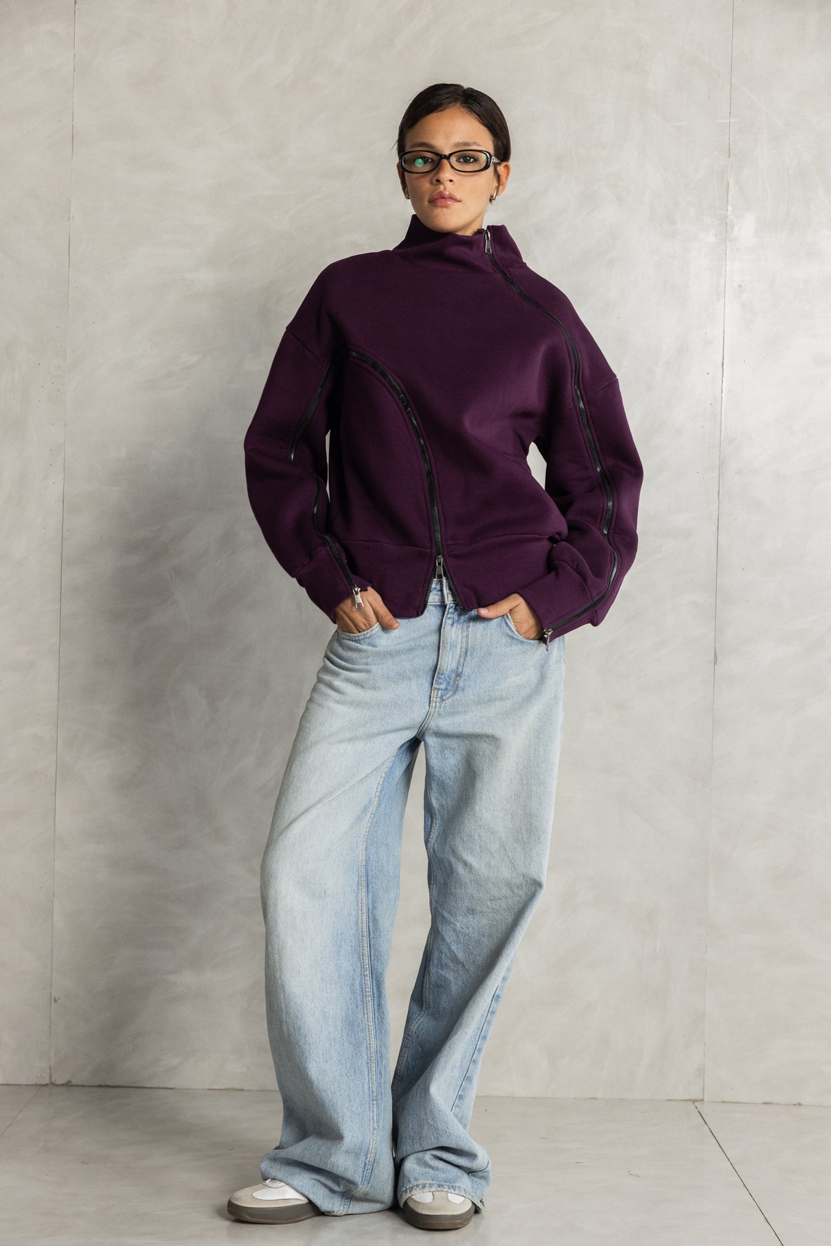 Grape Double Zipper Sweatshirt