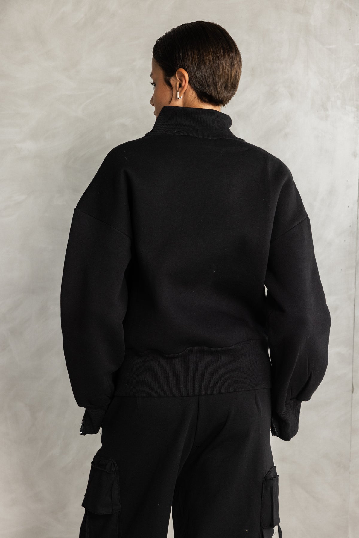 Black Double Zipper Sweatshirt
