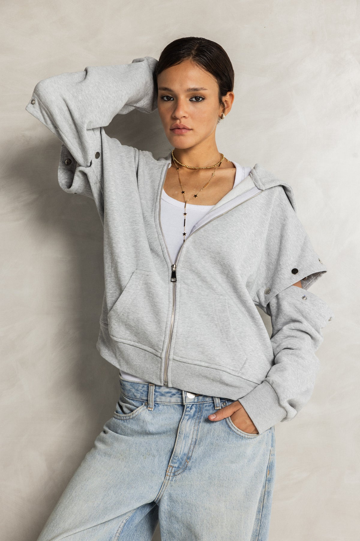 Gray Removable Sweatshirt