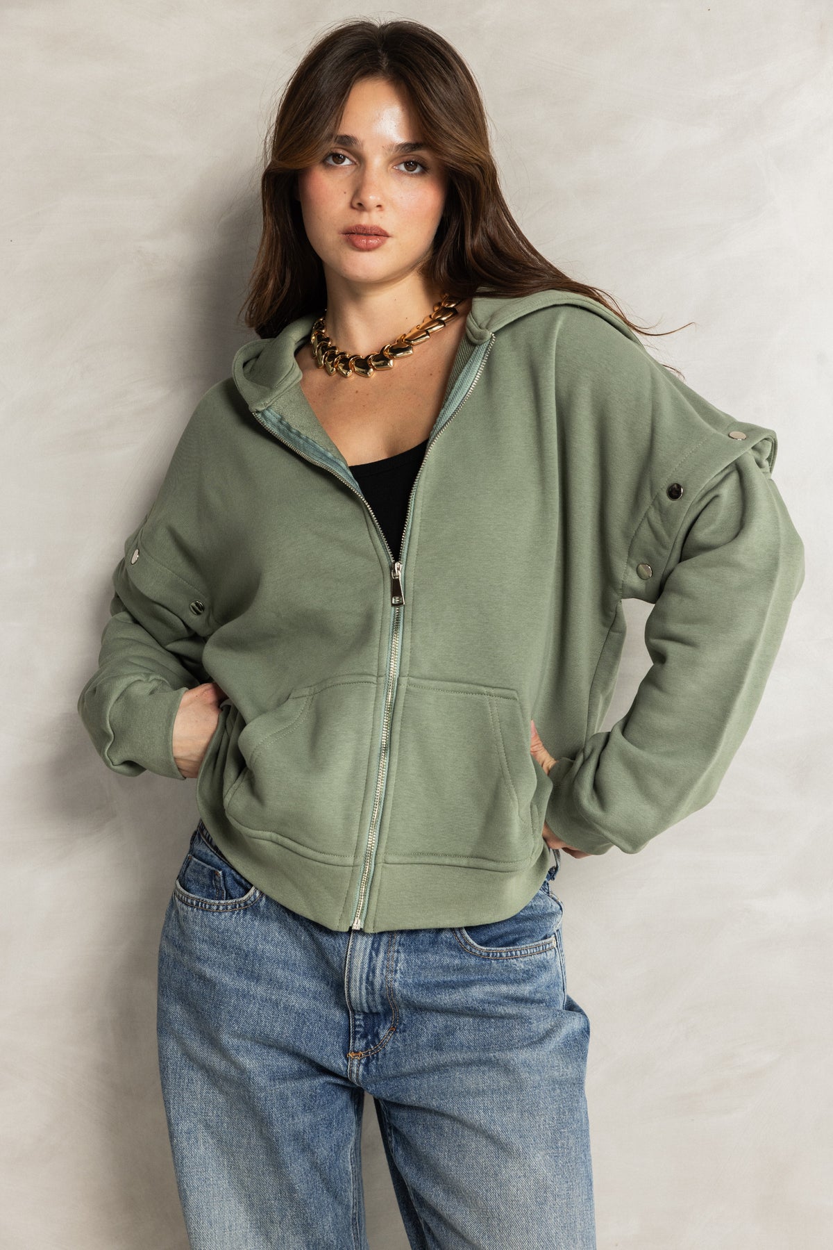 Olive Removable Sweatshirt