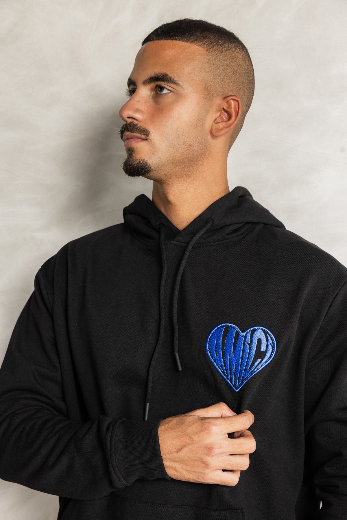 Black Embroidery Relaxed-Fit Hoodie