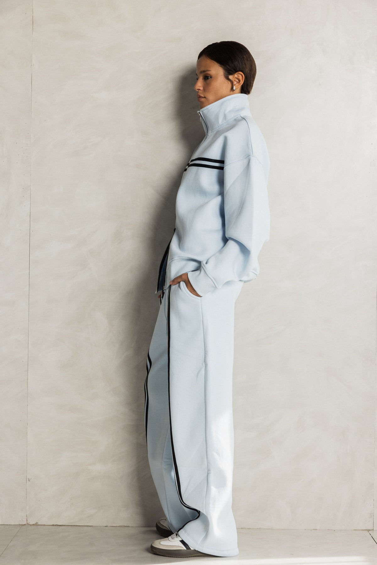 Light Blue Zip-up Tracksuit Set