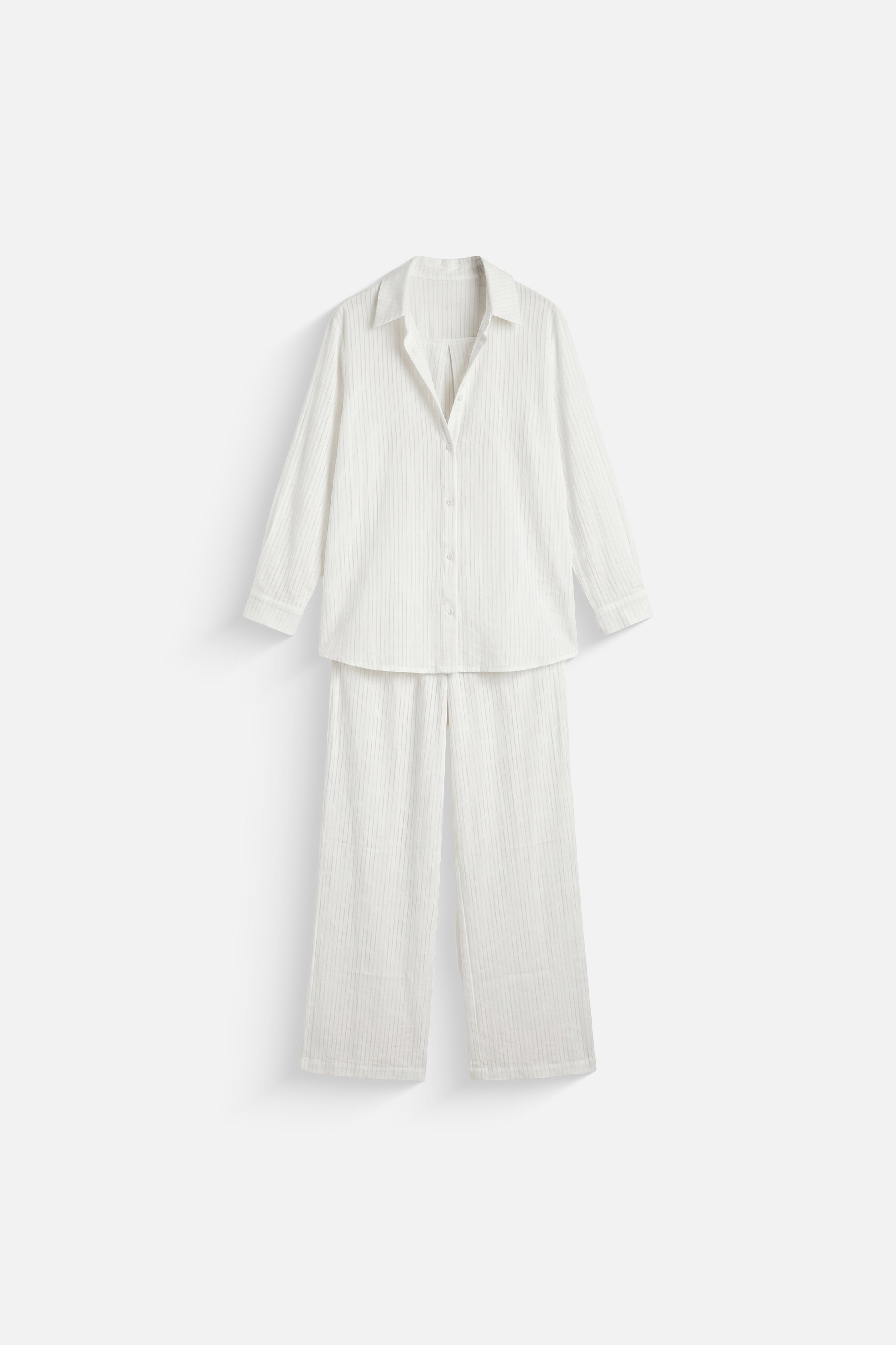 Stripped linen white set