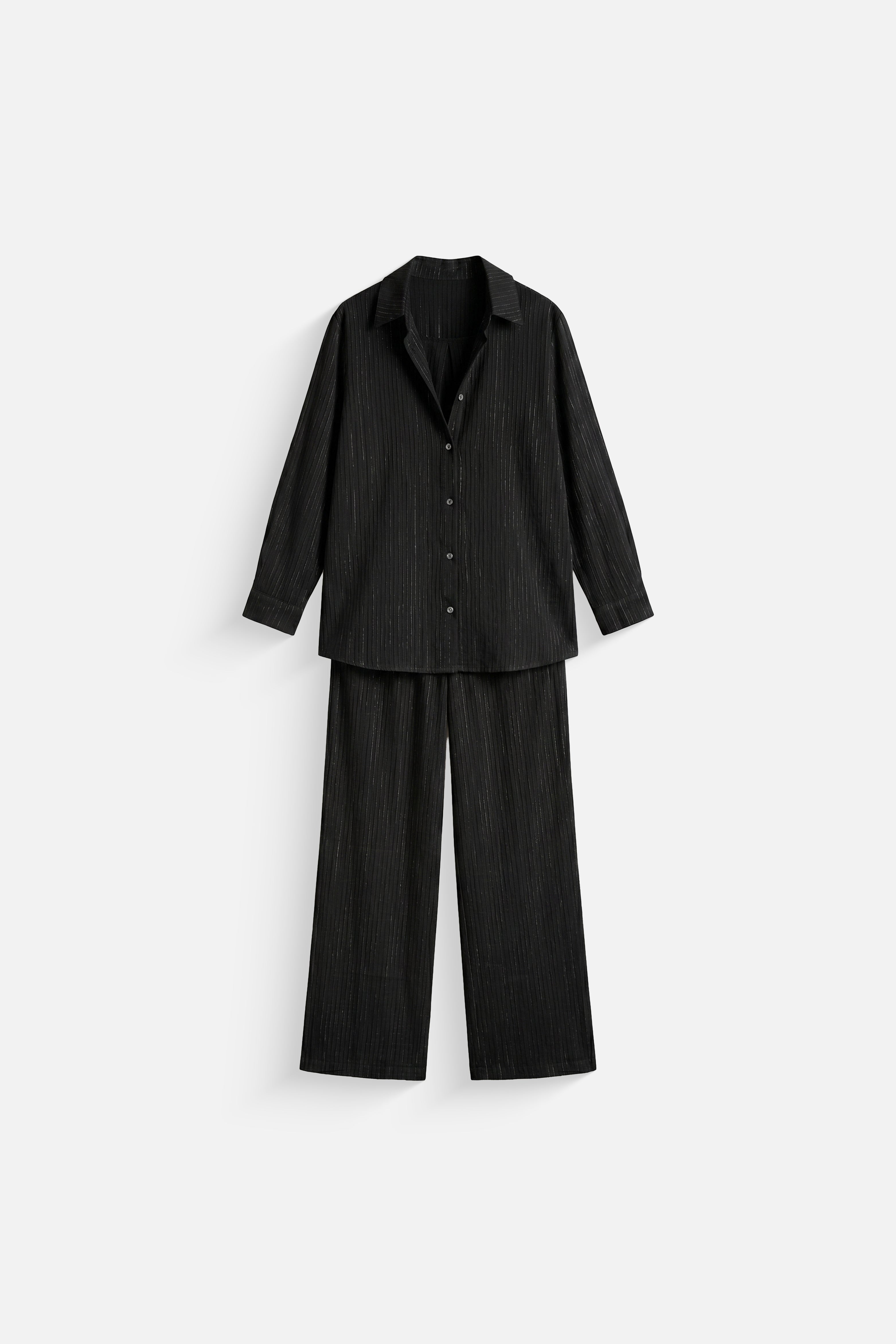Stripped linen black set