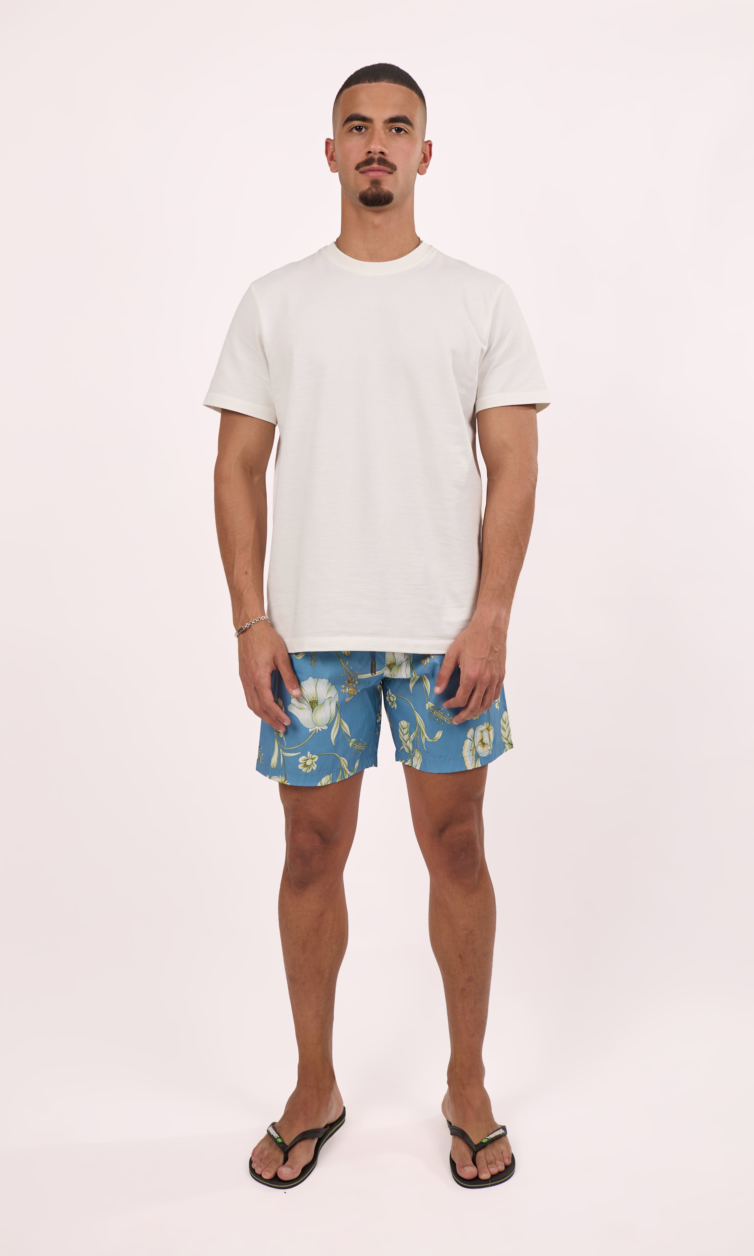 Blue Vintage Floral Swim Shorts