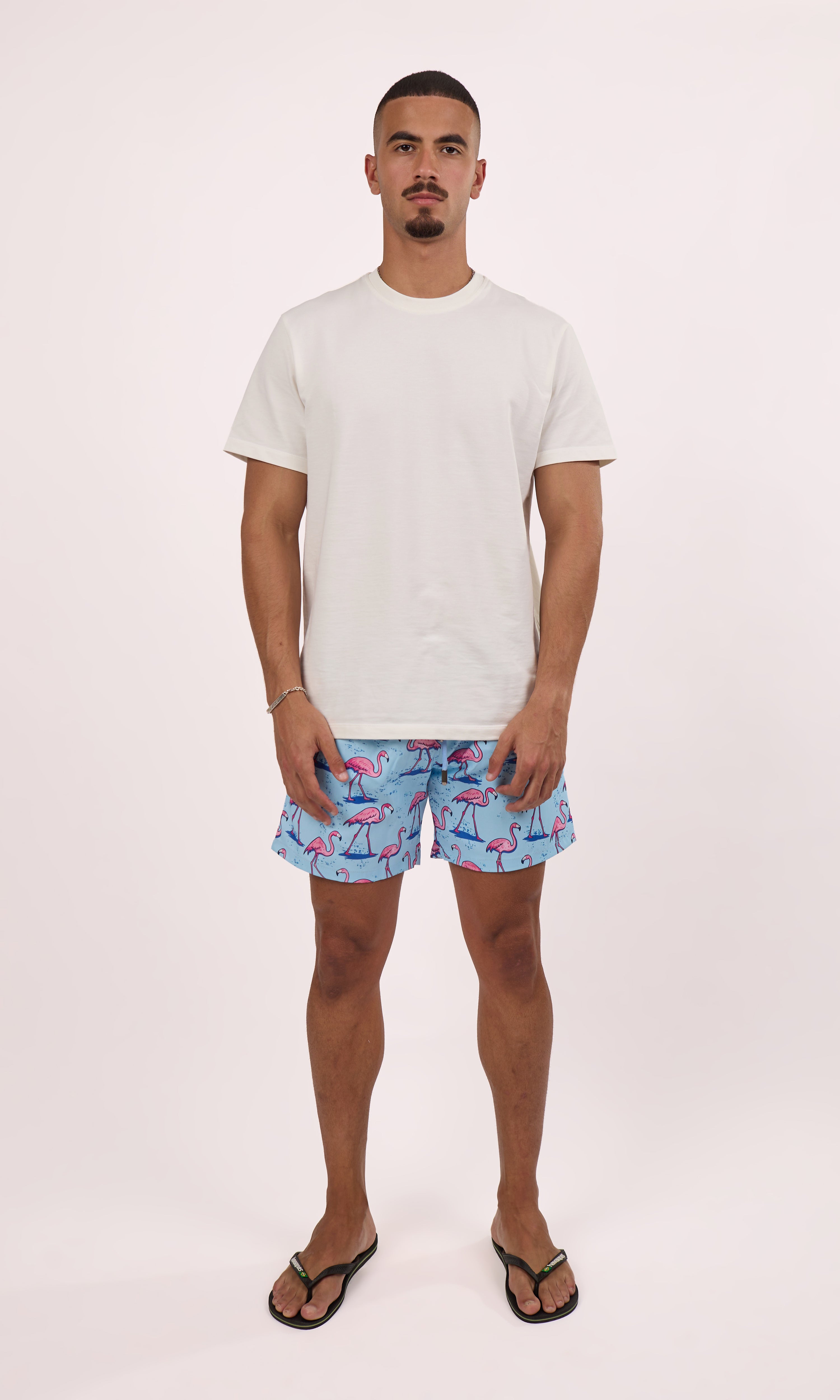 pink flamingo swim shorts