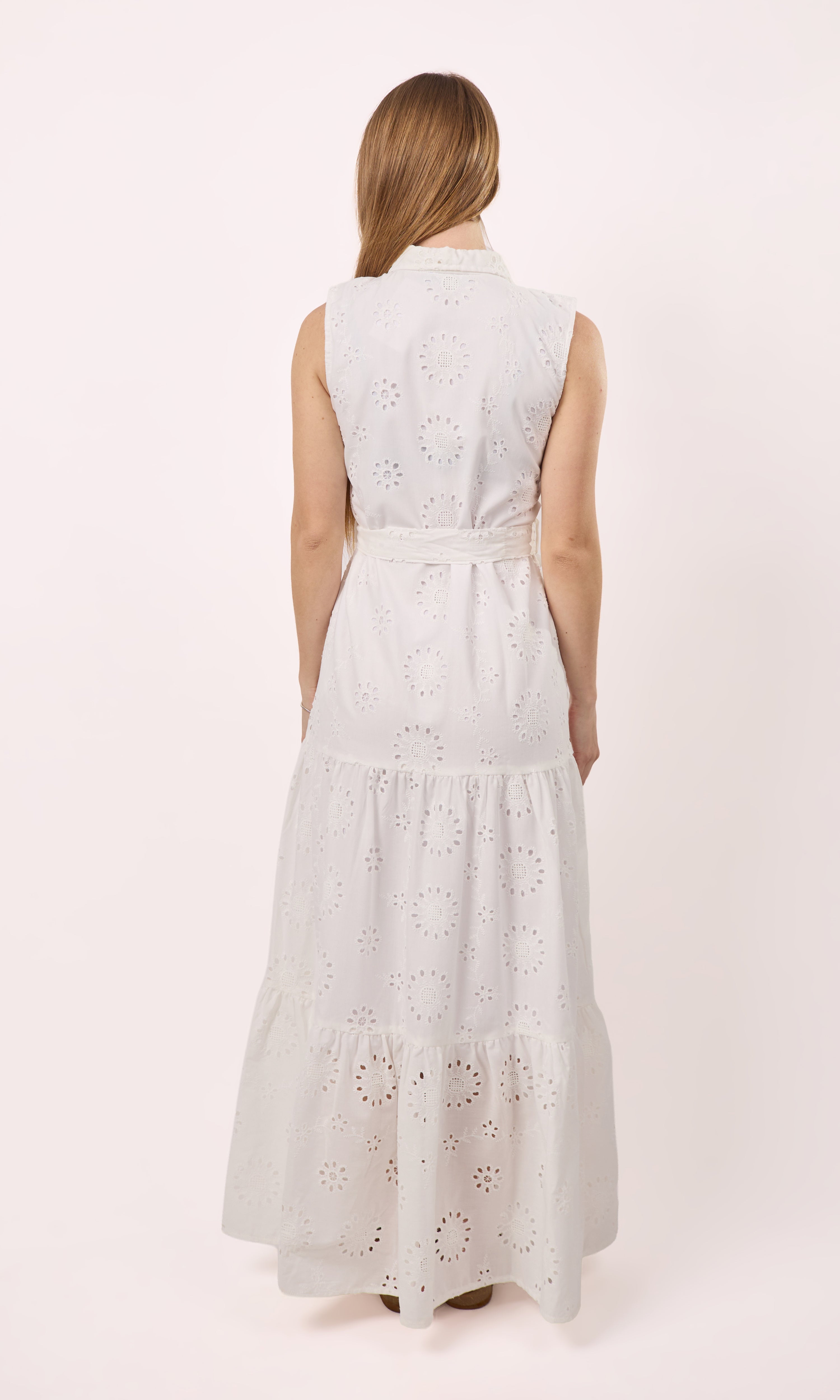 Sleeveless Embroidered long dress