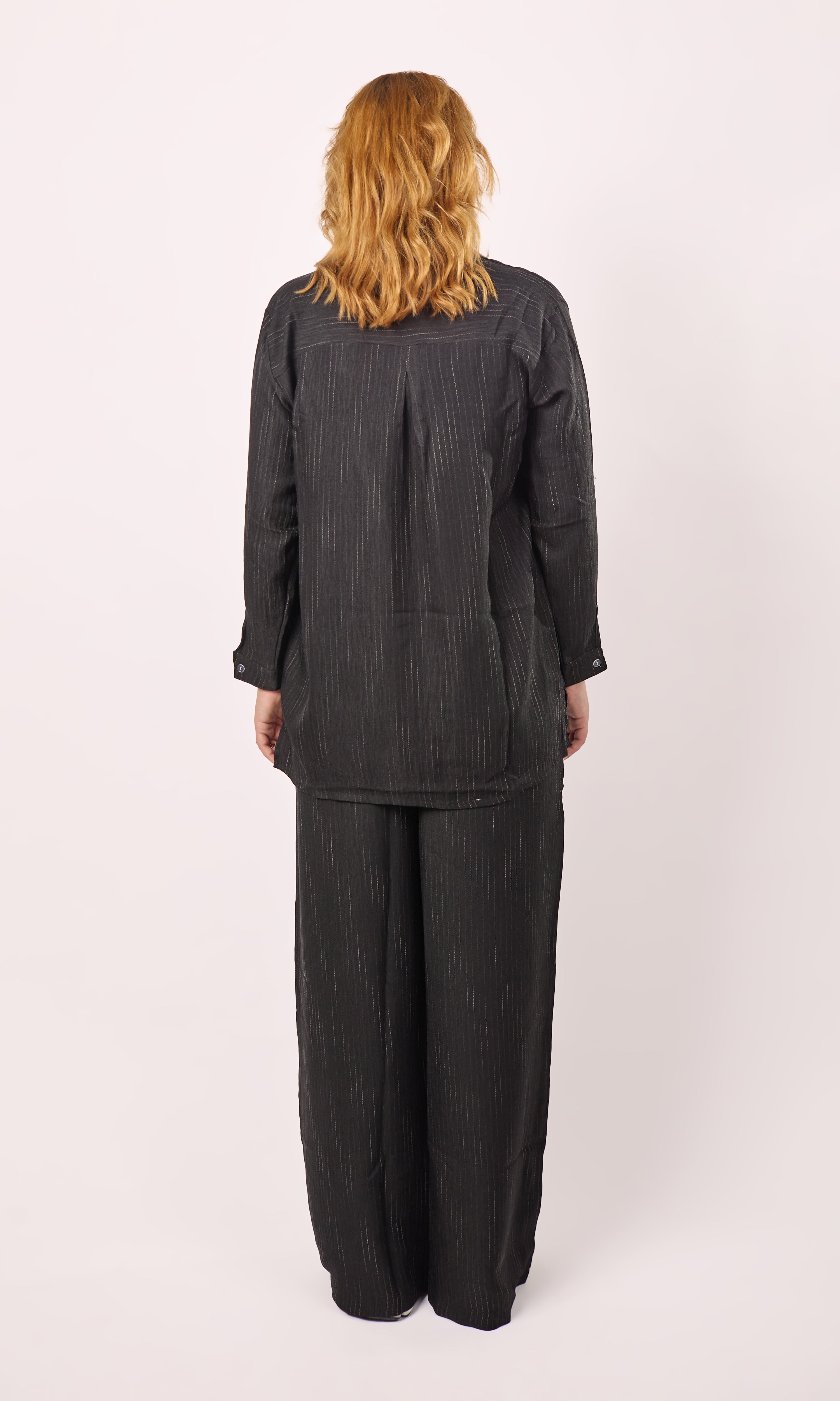Stripped linen black set