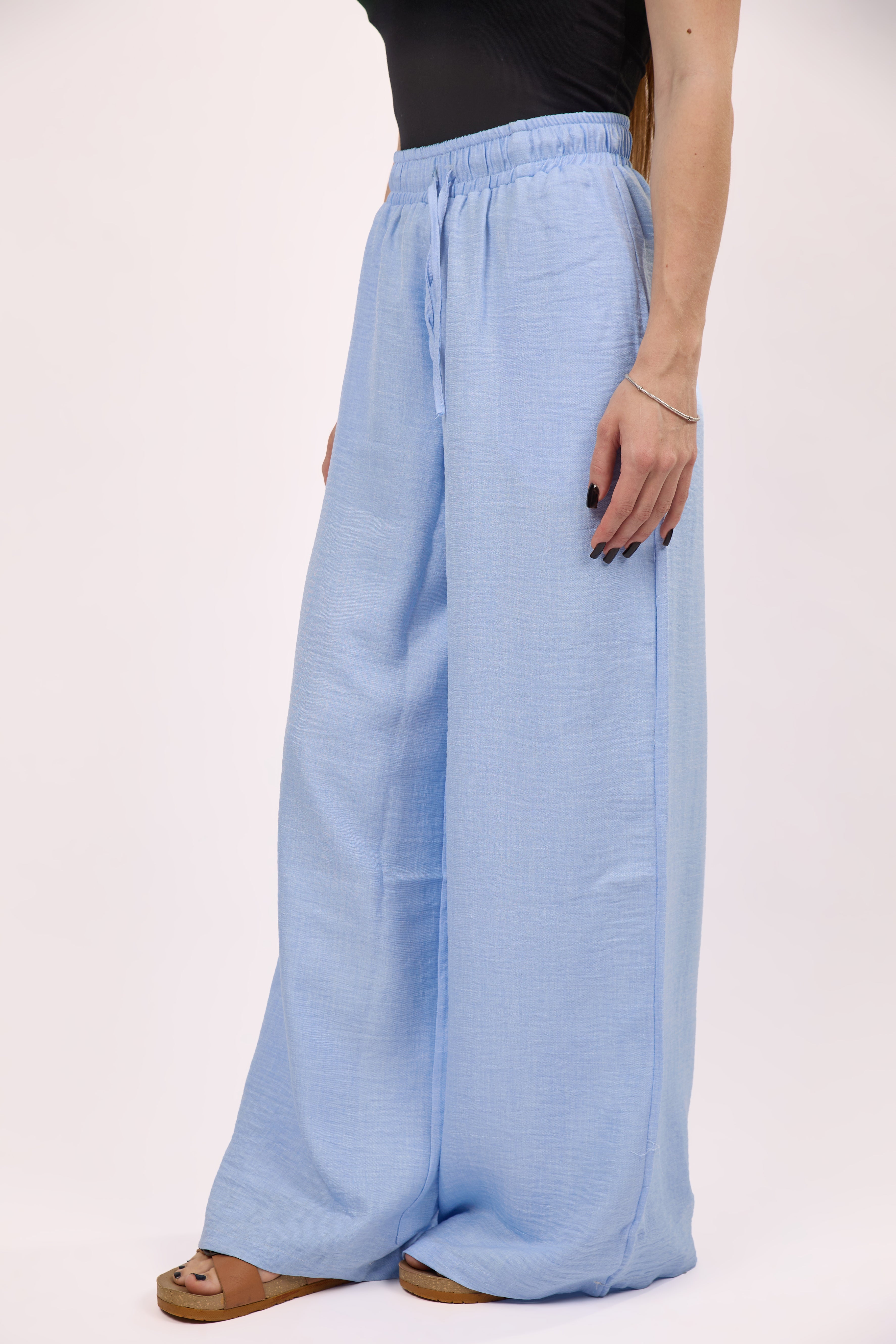 Linen blend pants in blue