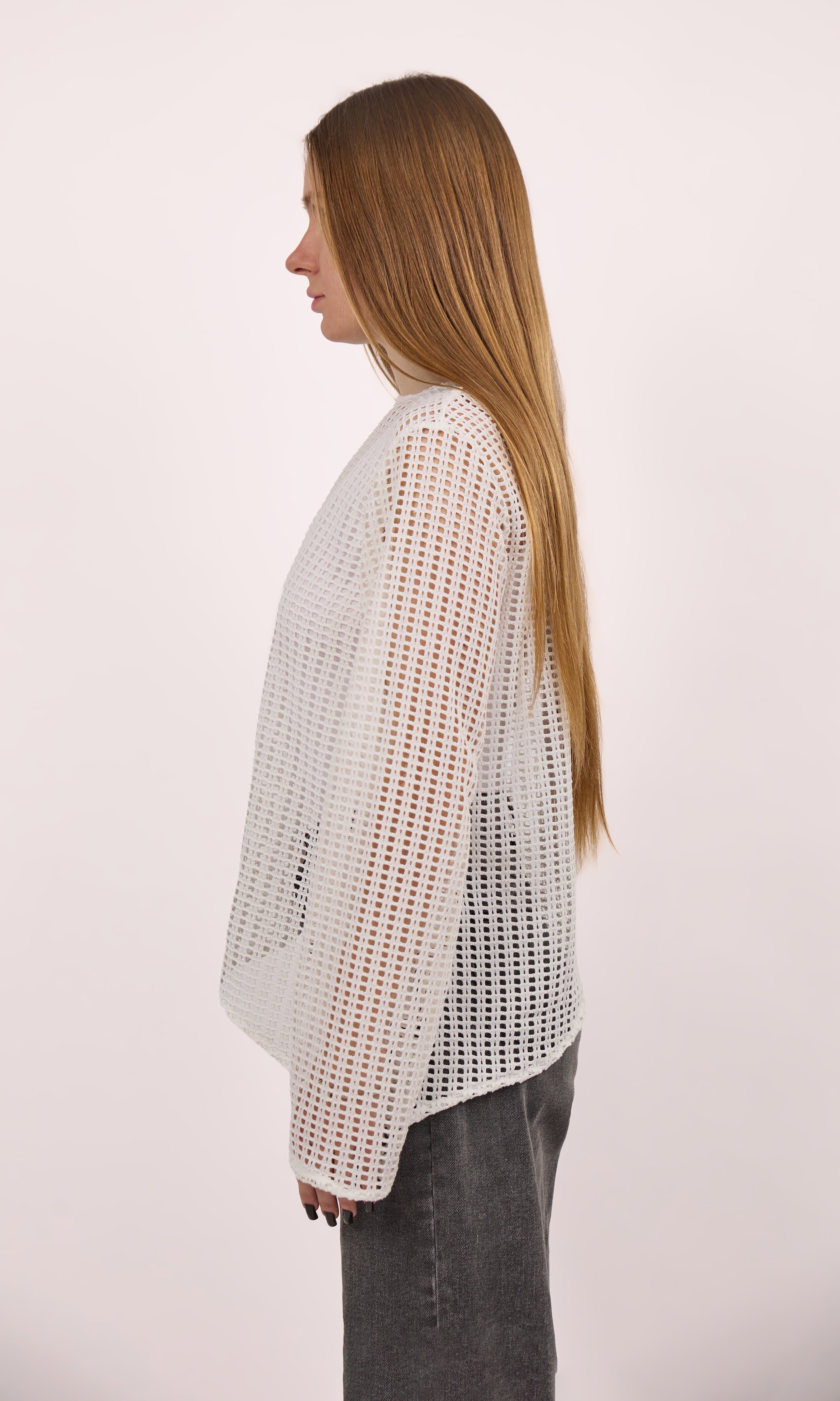 White Asymmetrical knit shirt