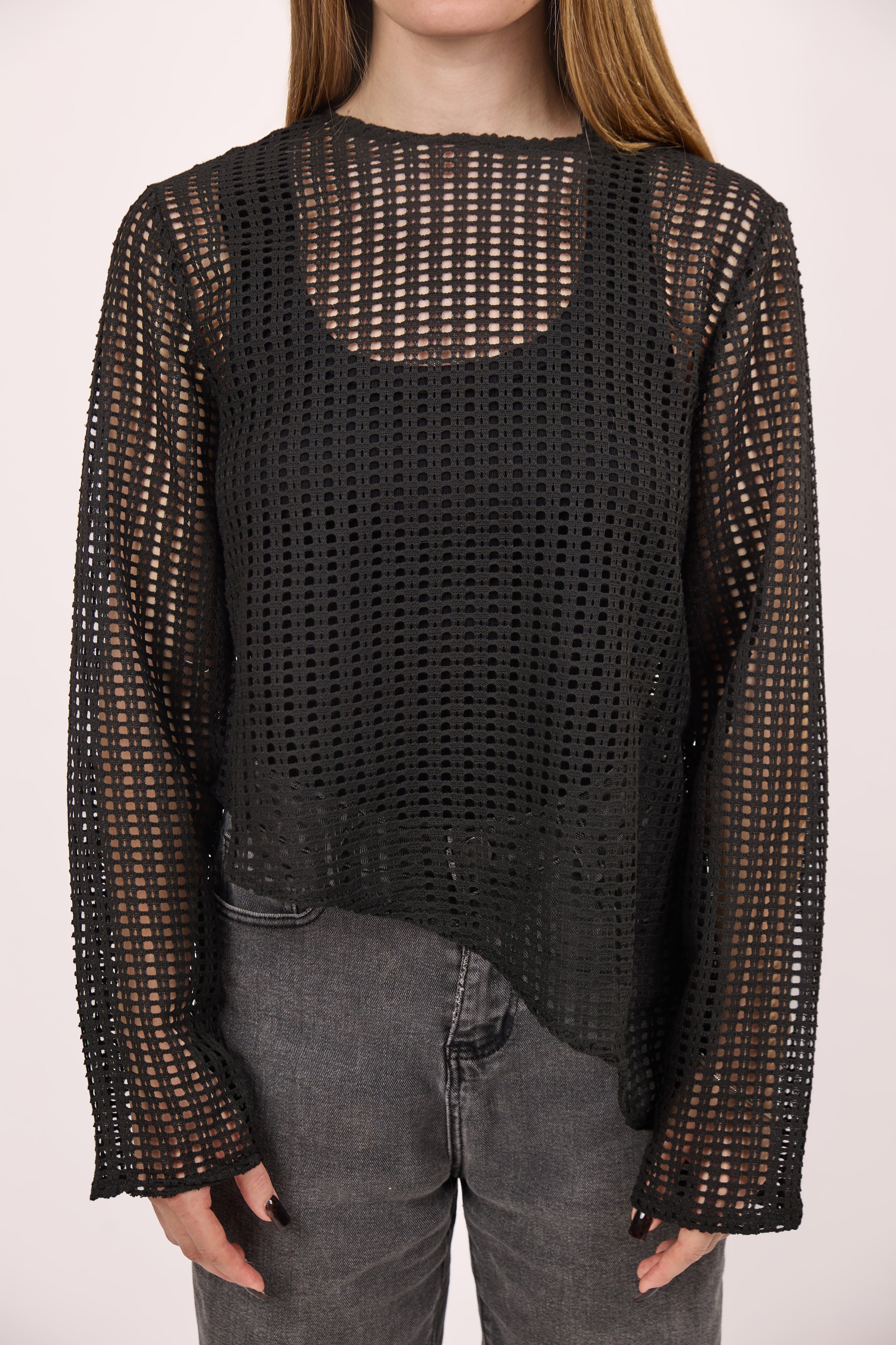 Black Asymmetrical knit shirt