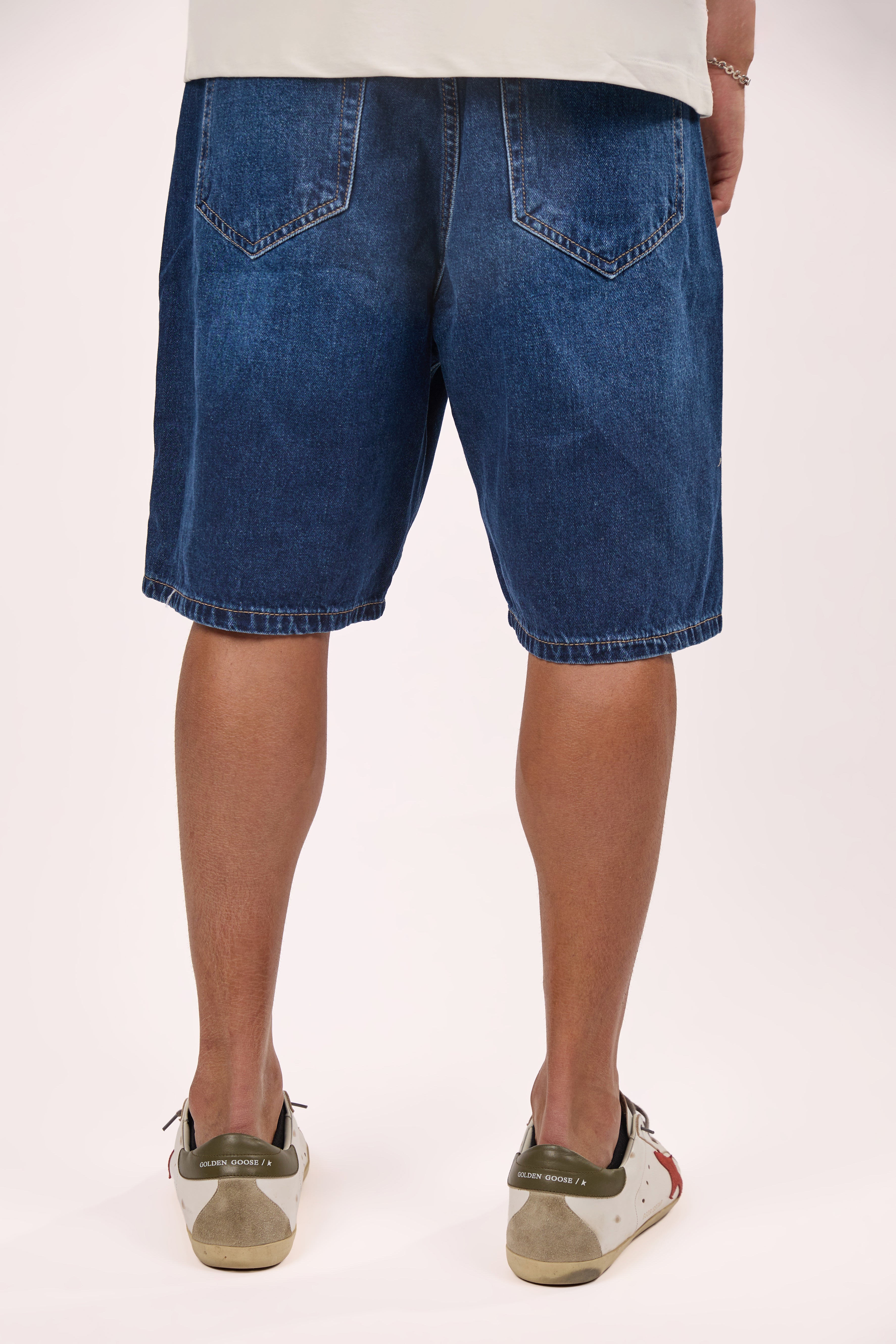 Straight fit denim short Blue