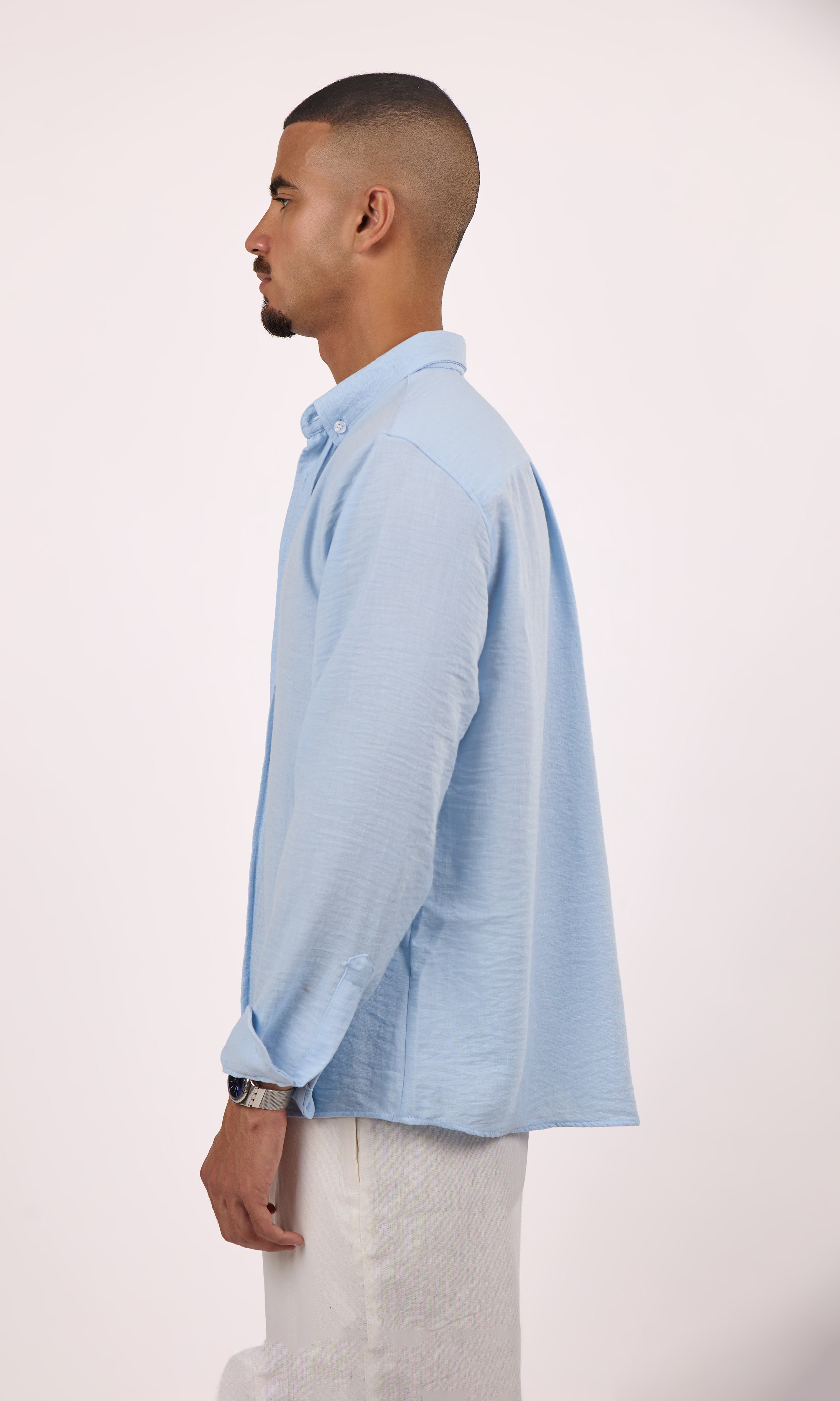 Blue Blended Linen shirt