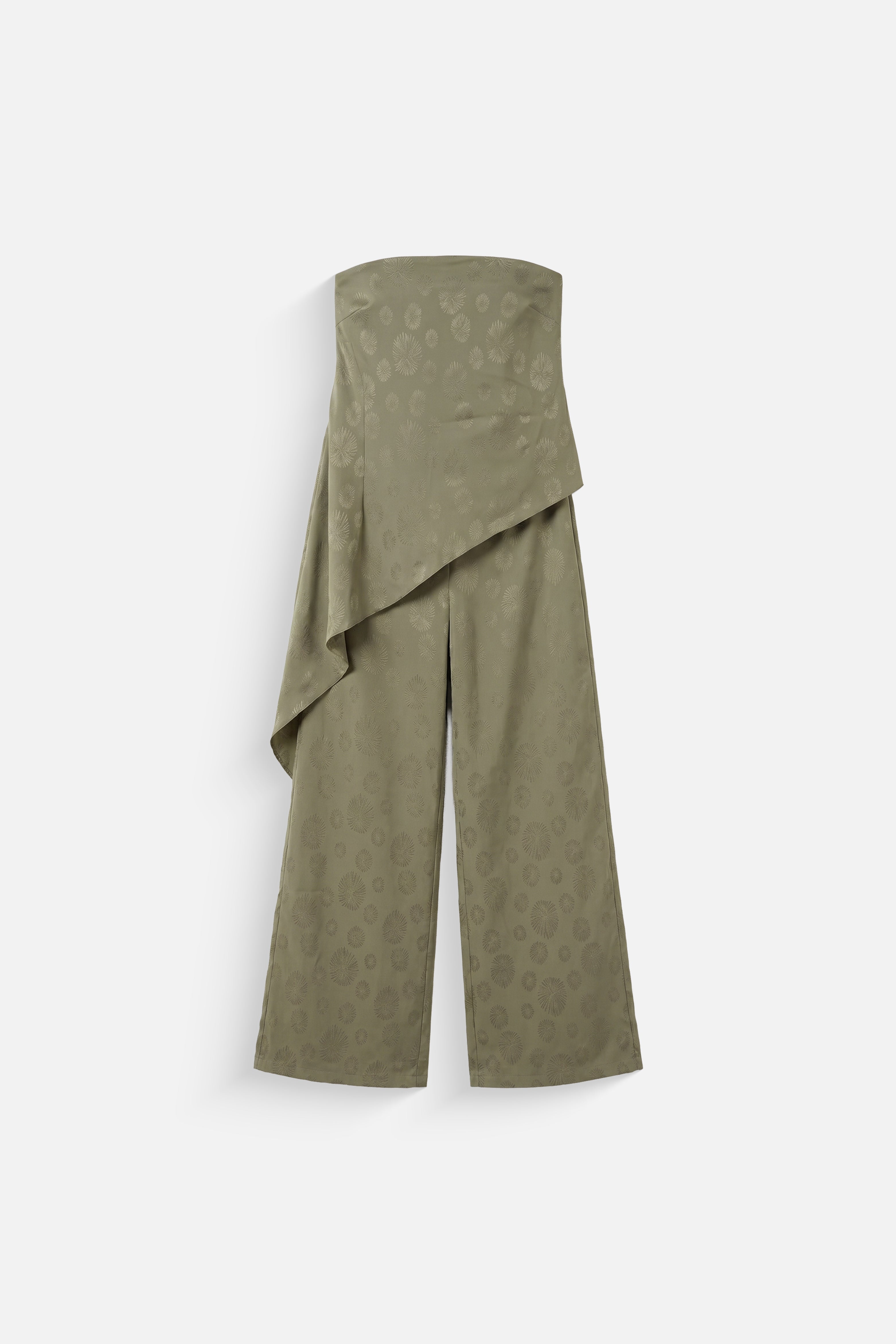 Asymmetrical satin set in olive