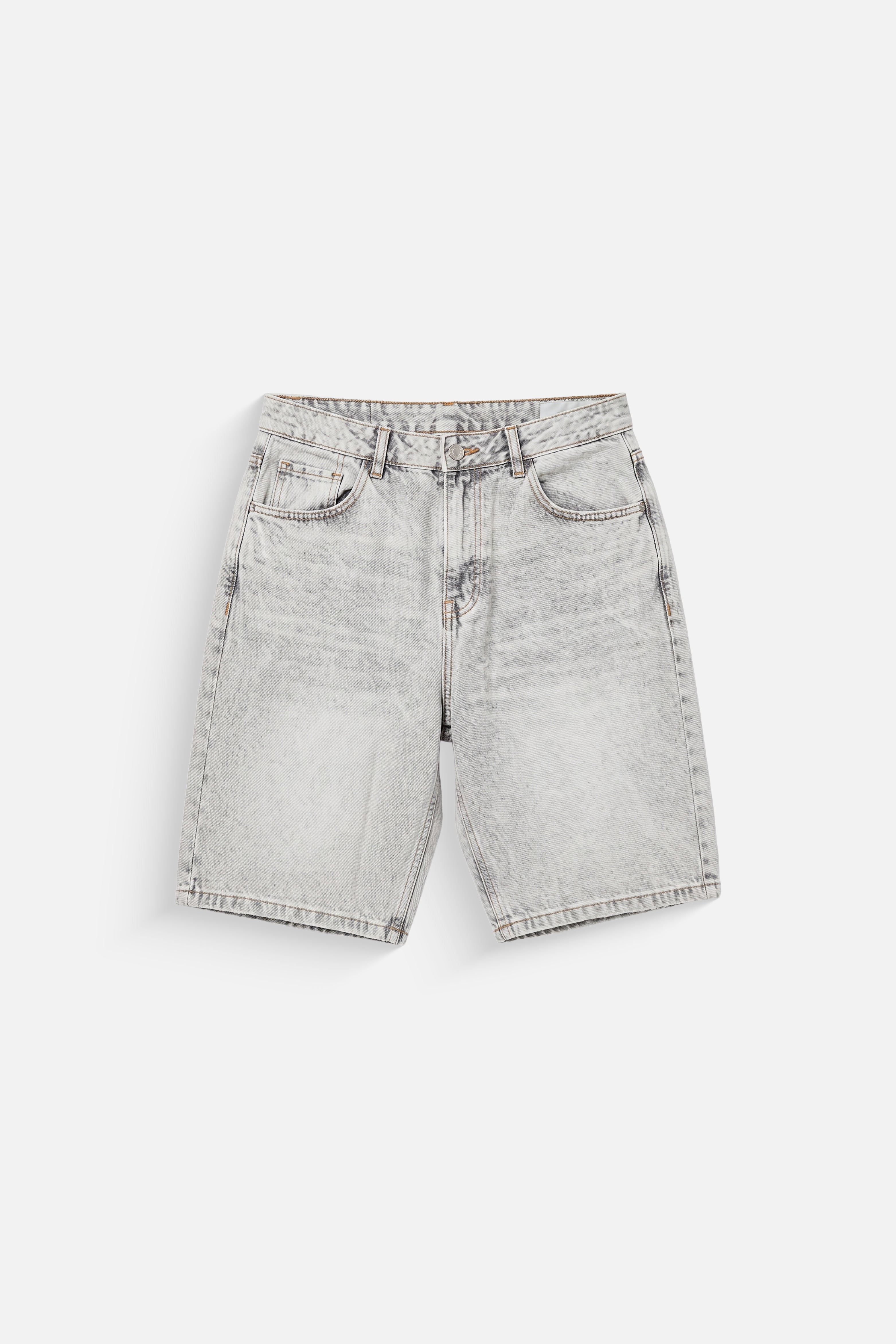 Straight fit denim short Grey