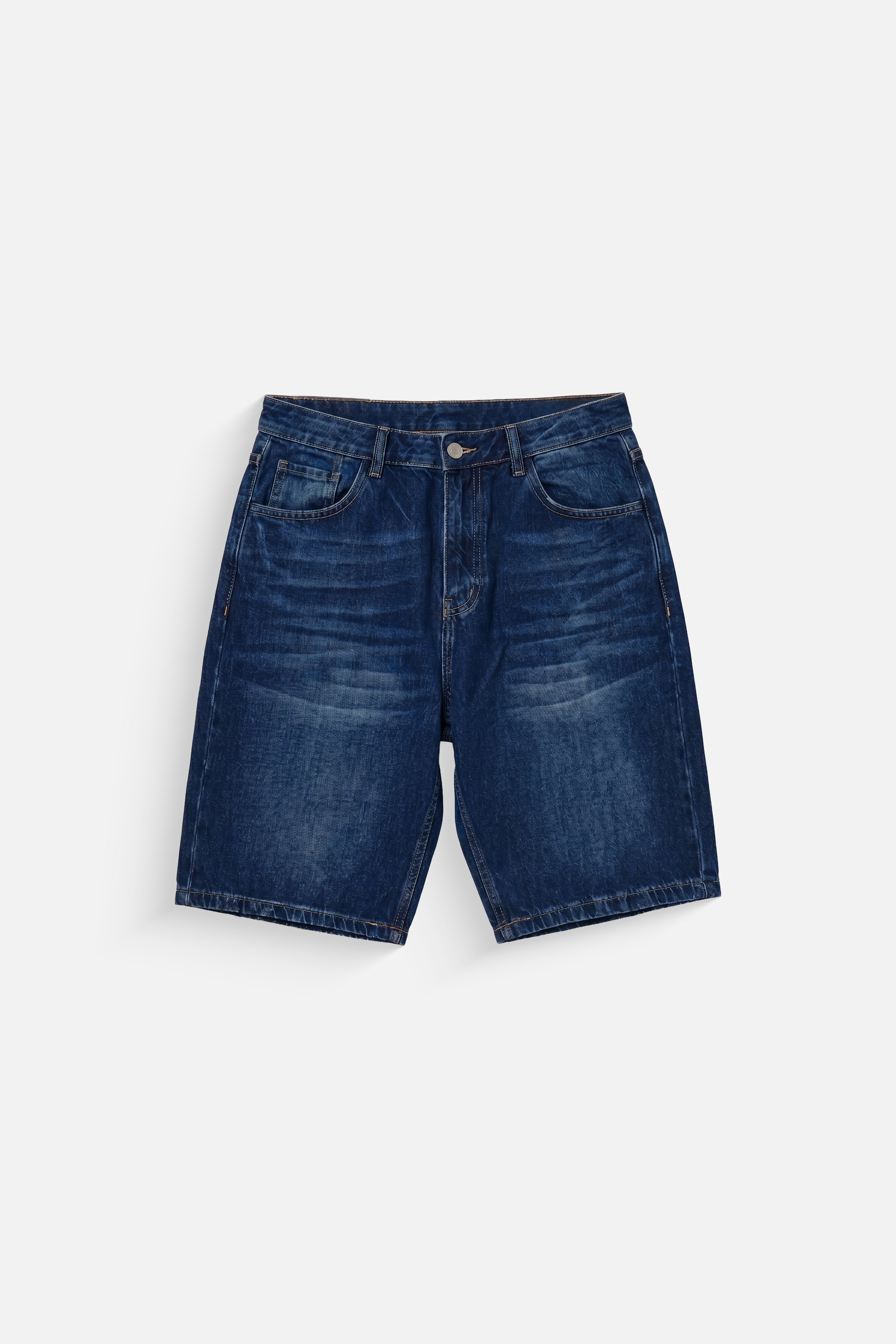 Straight fit denim short Navy Blue