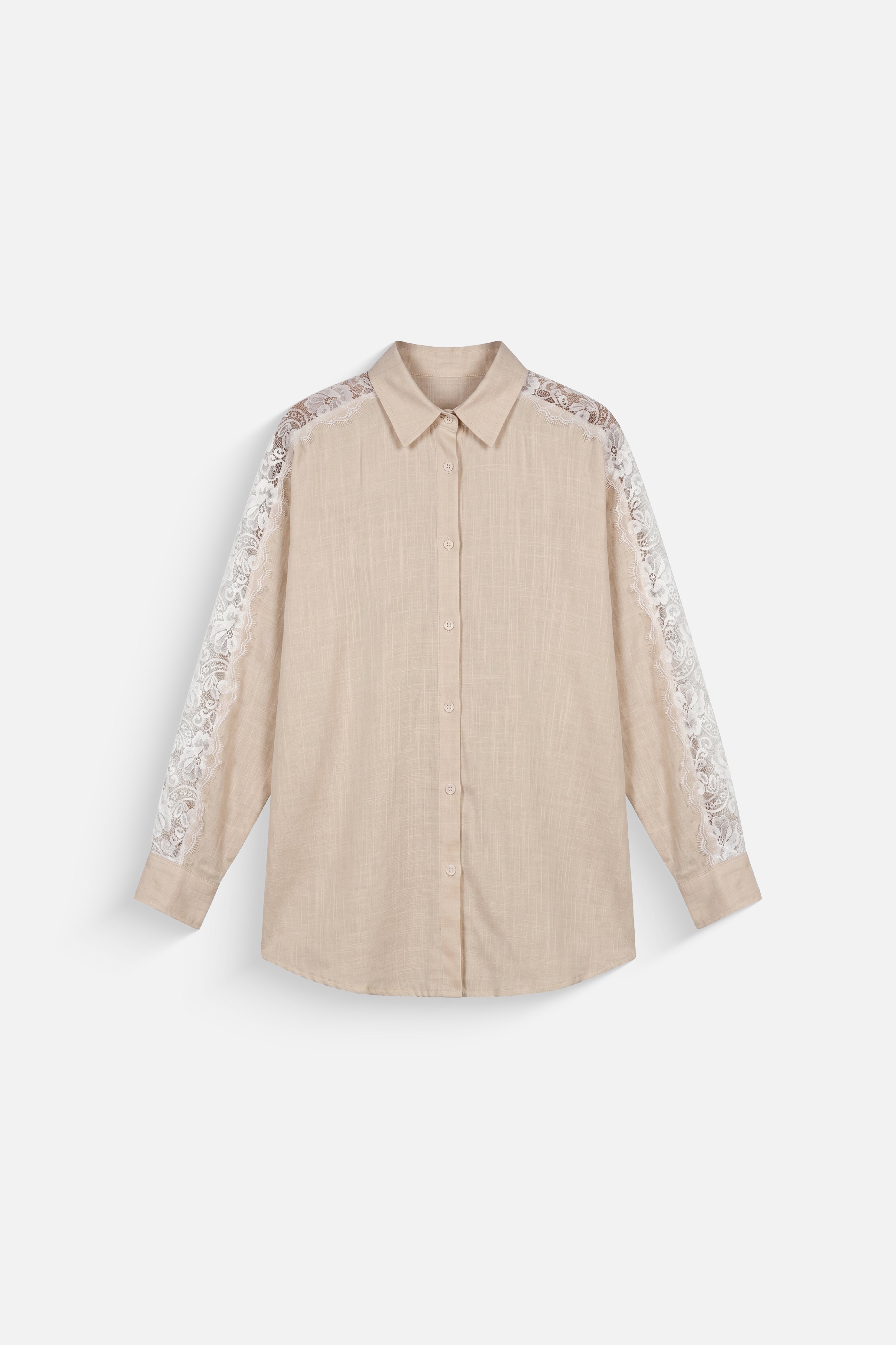 Beige Lace linen shirt