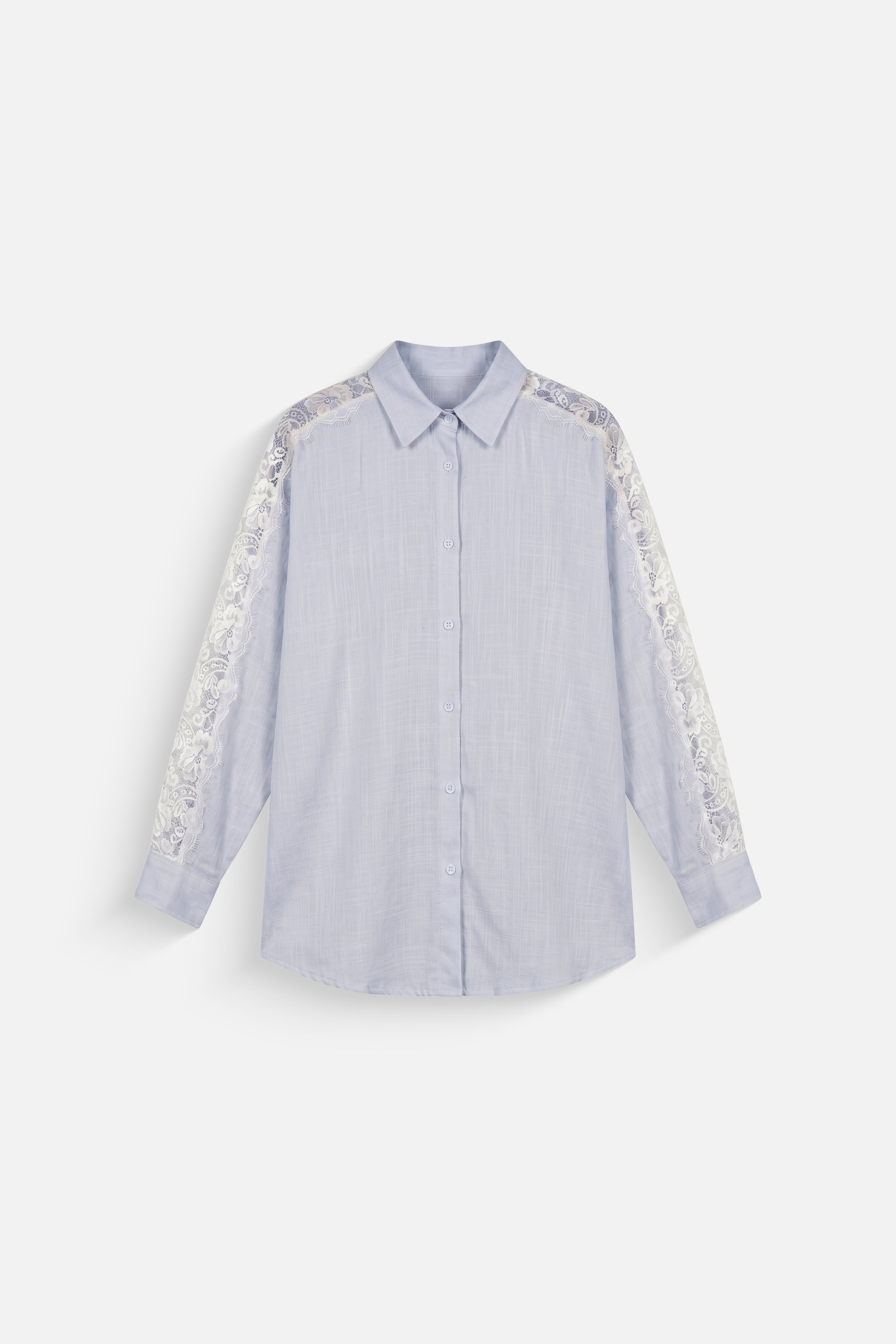 BabyBlue Linen Lace shirt