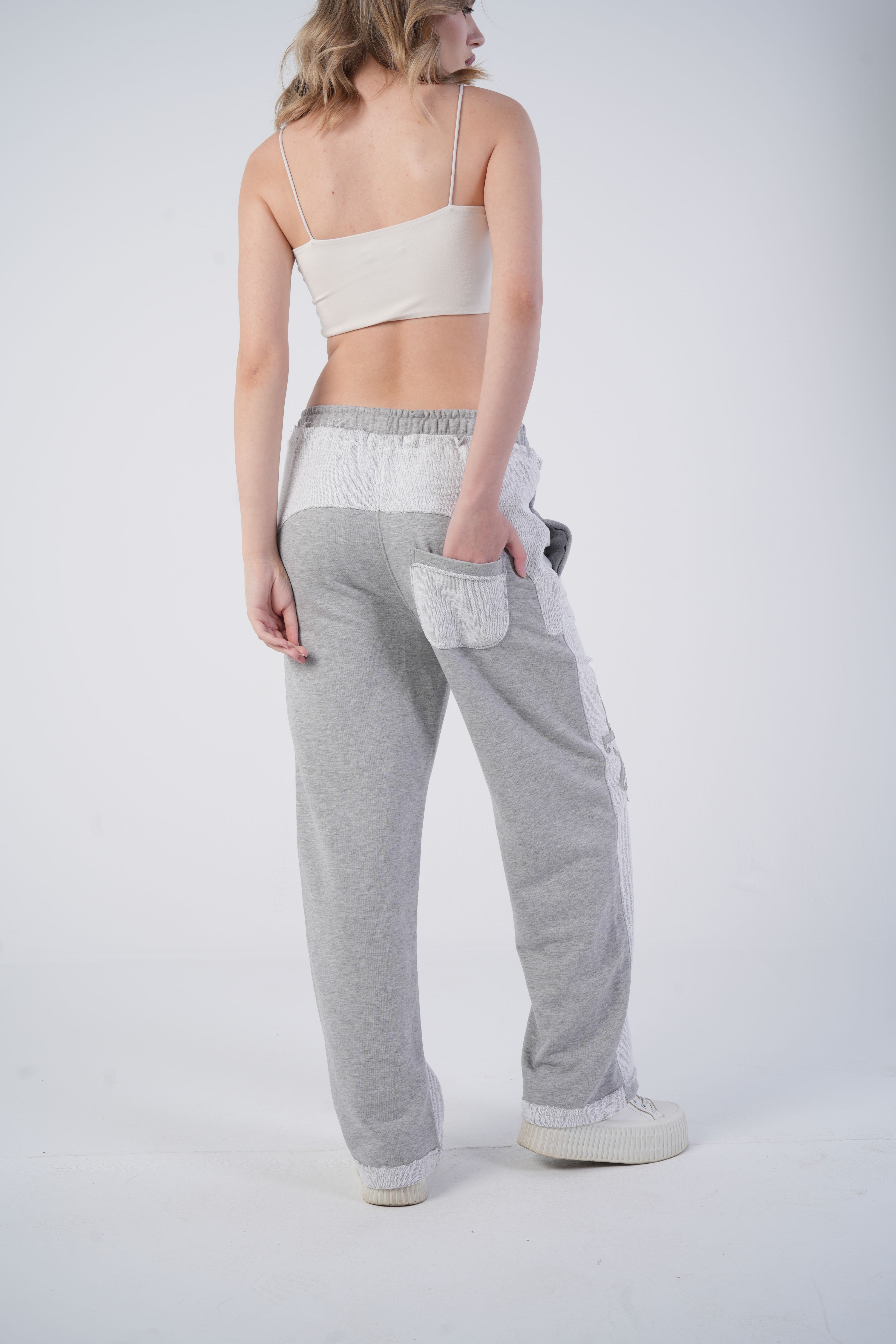 Embroidered wide leg sweatpants