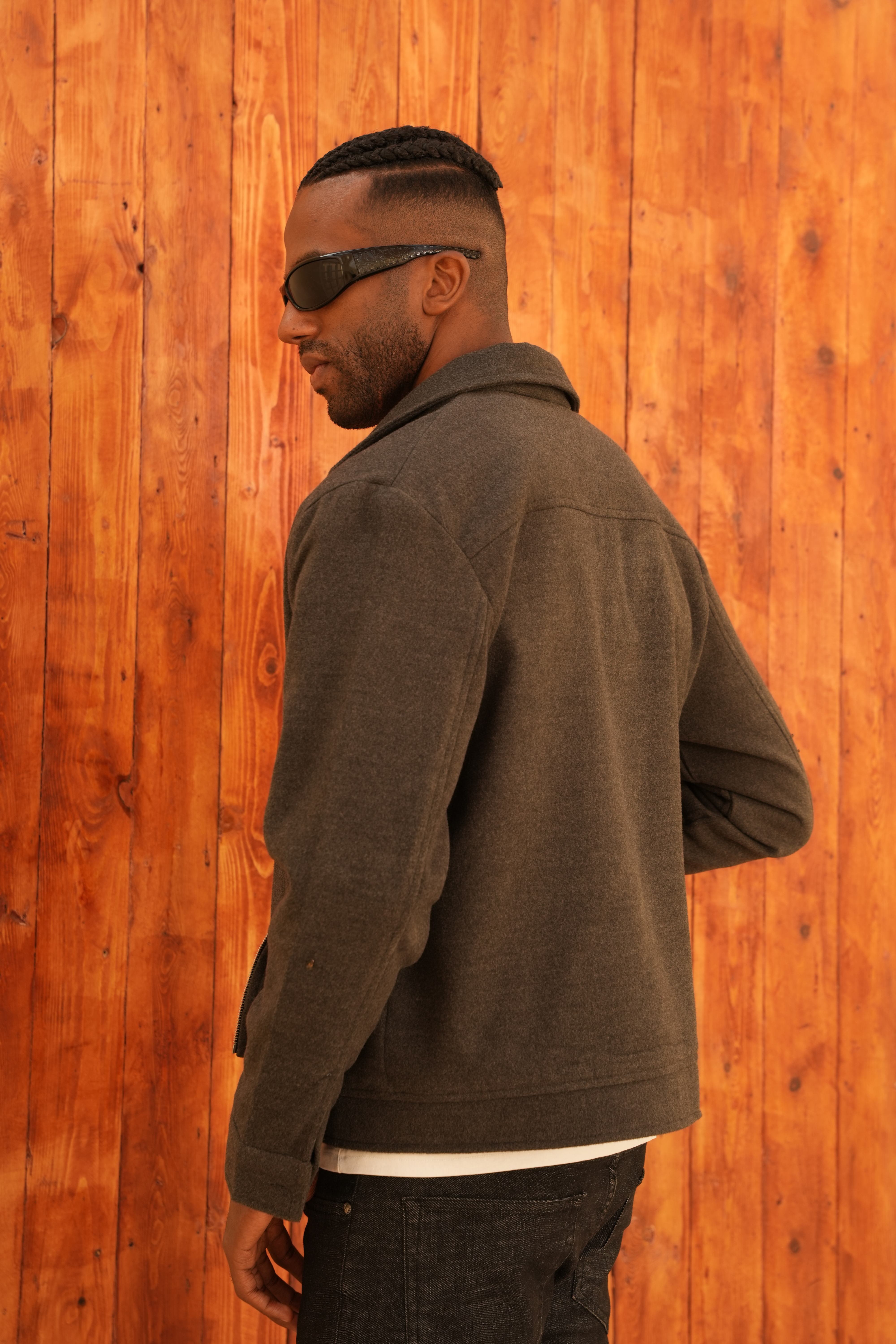 Zip-up Wool Jacket Charcoal