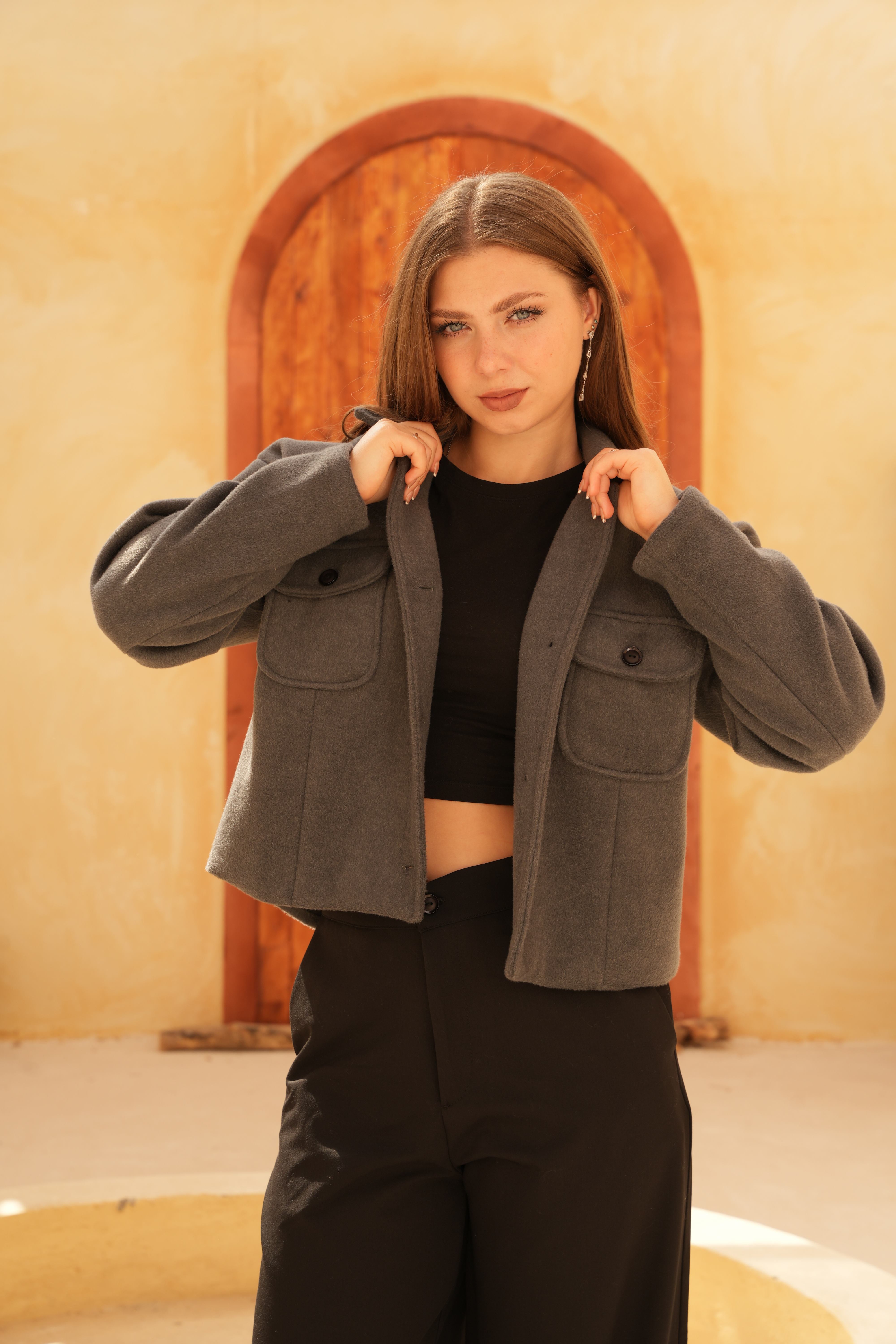 Women Wool Jacket Charcoal