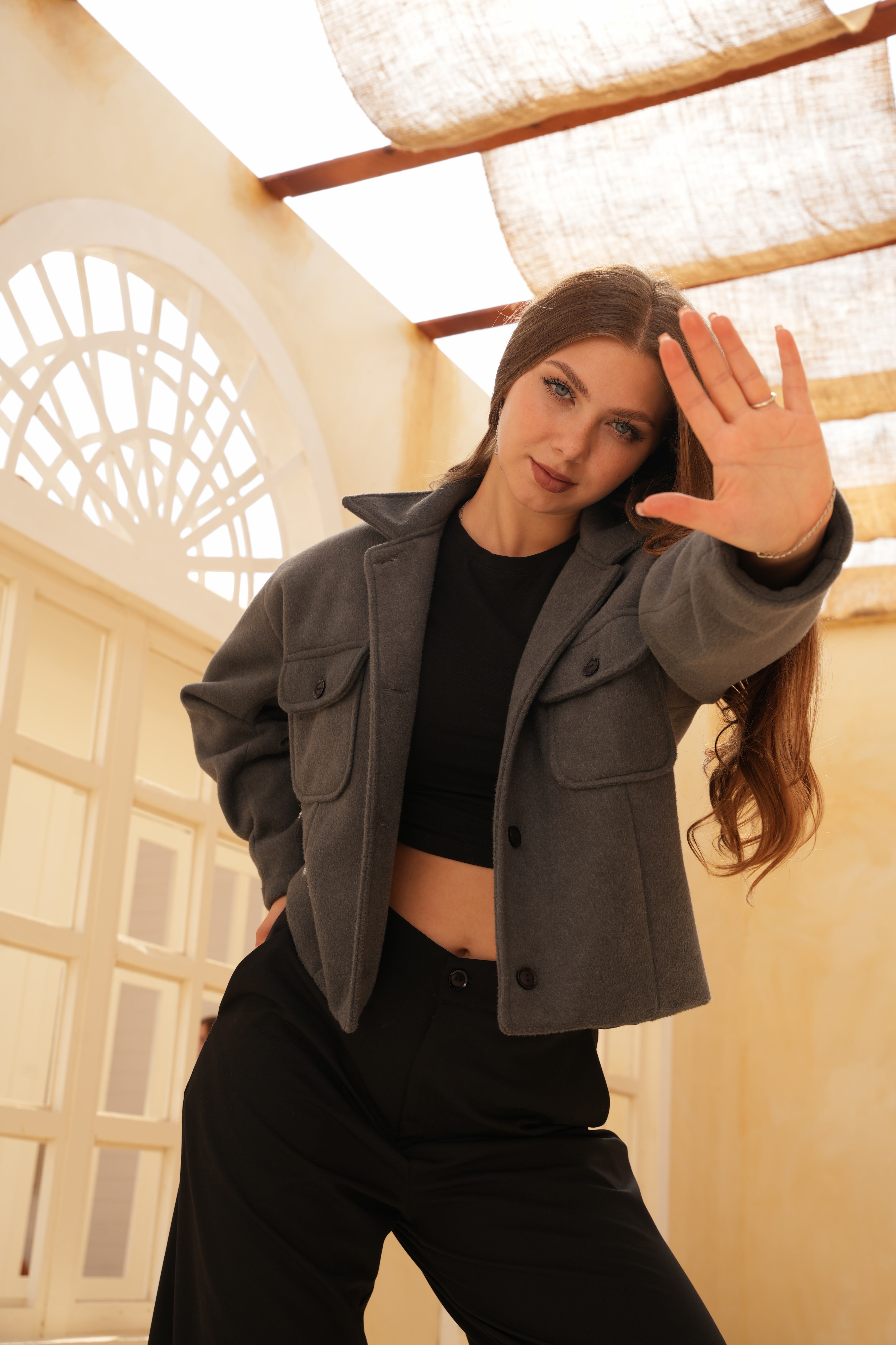 Women Wool Jacket Charcoal