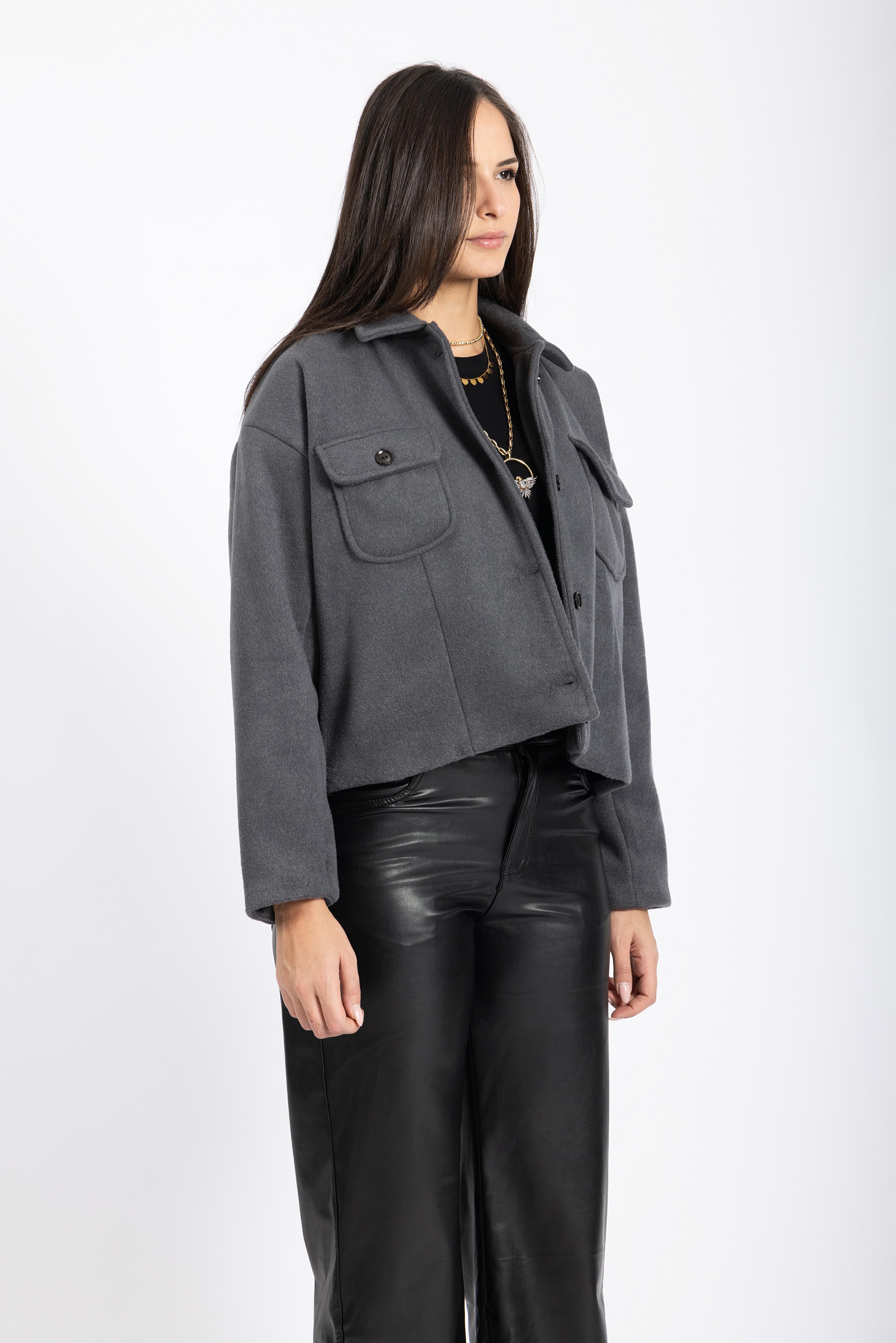 Women Wool Jacket Charcoal