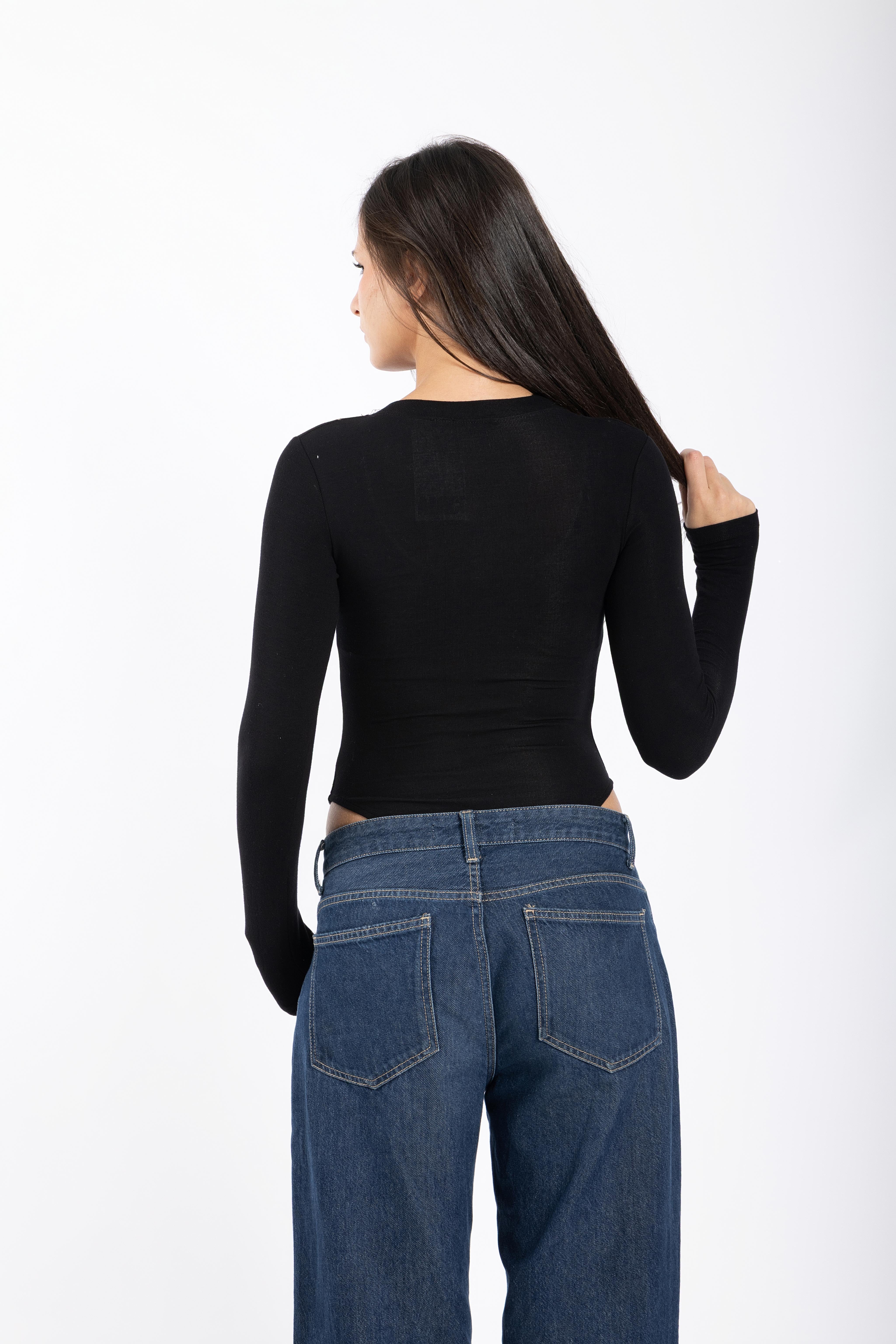 Black long sleeve bodysuit