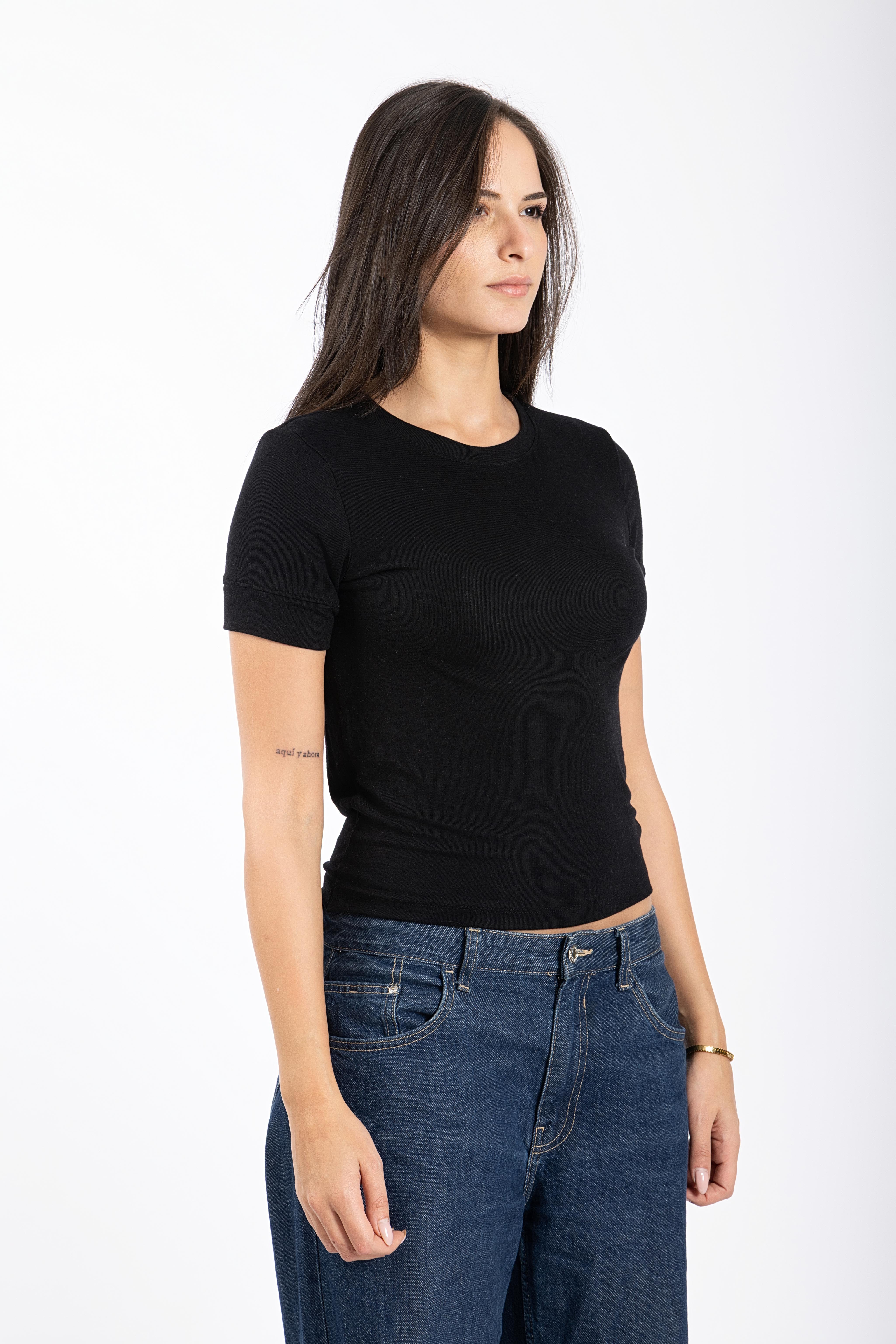 Black short sleeve top