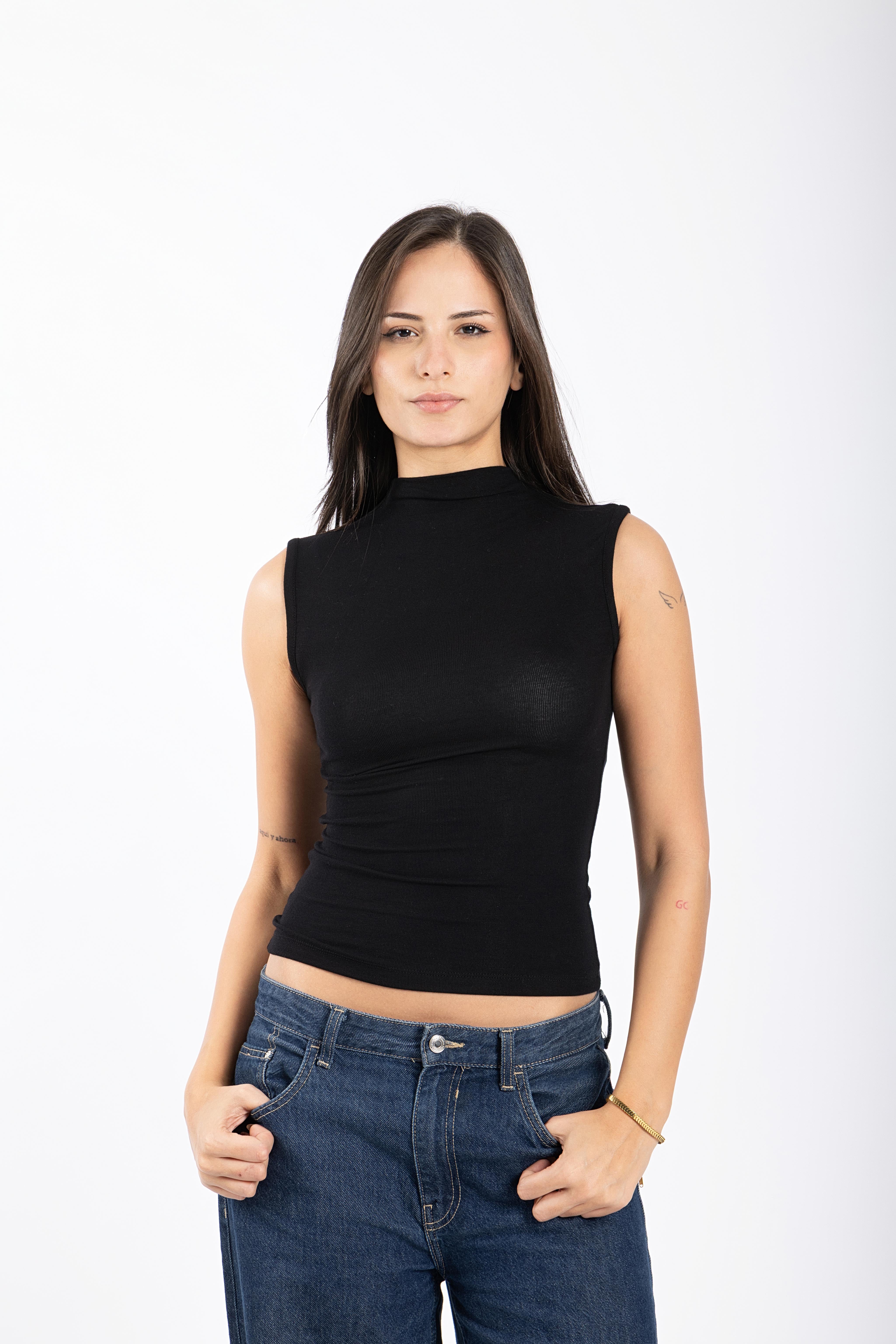 Black high neck top