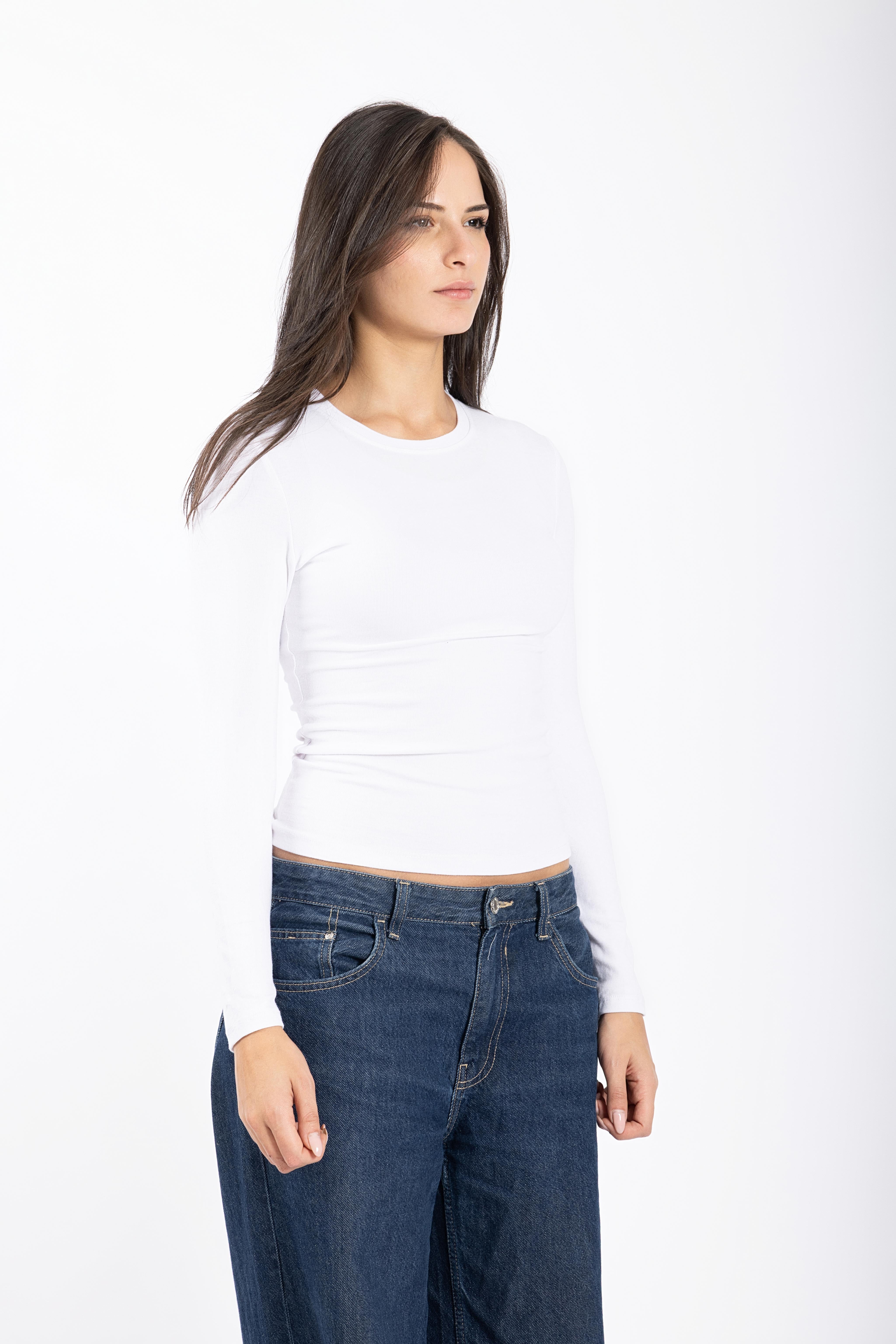 White long sleeve top