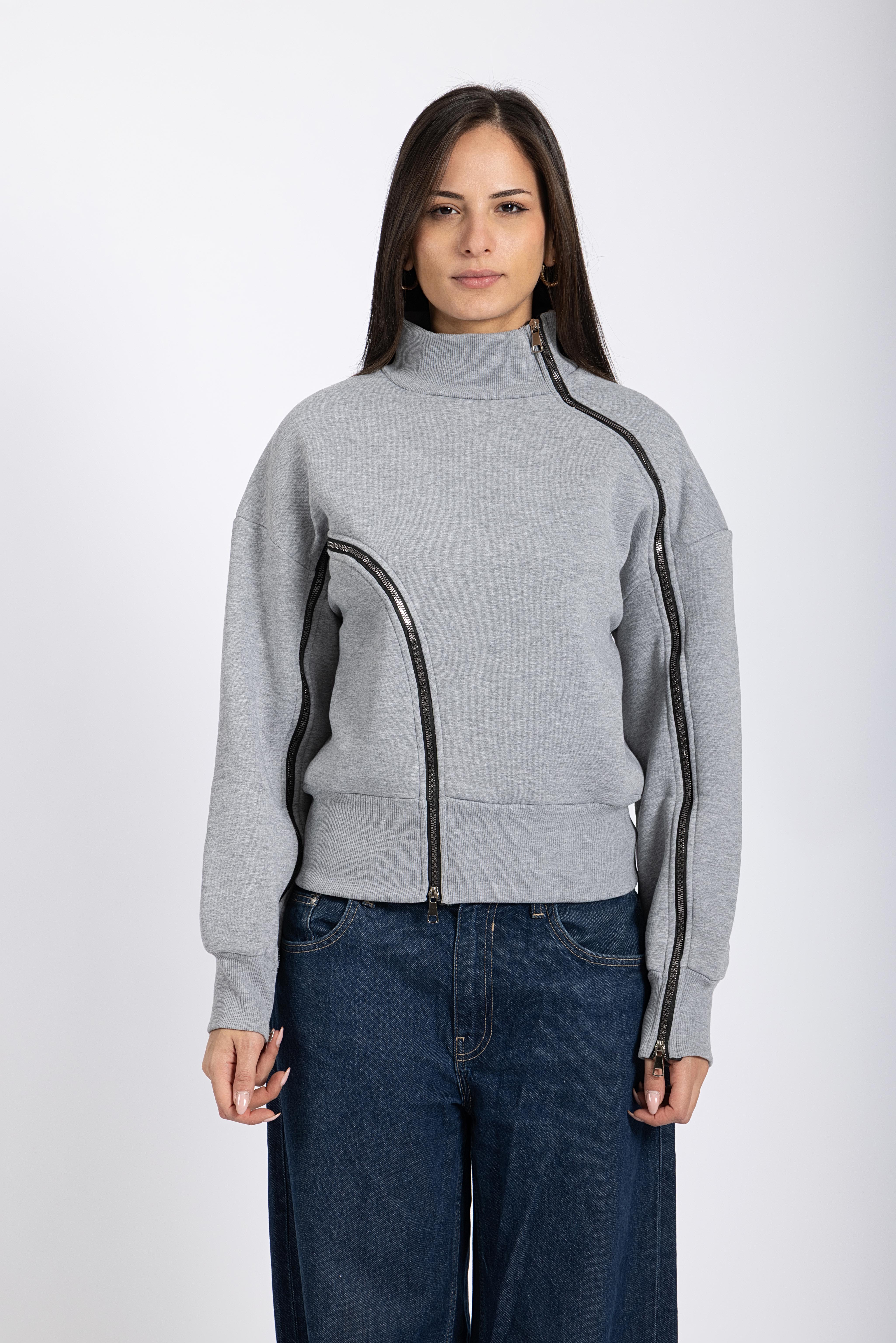 Double-zipper sweater Grey