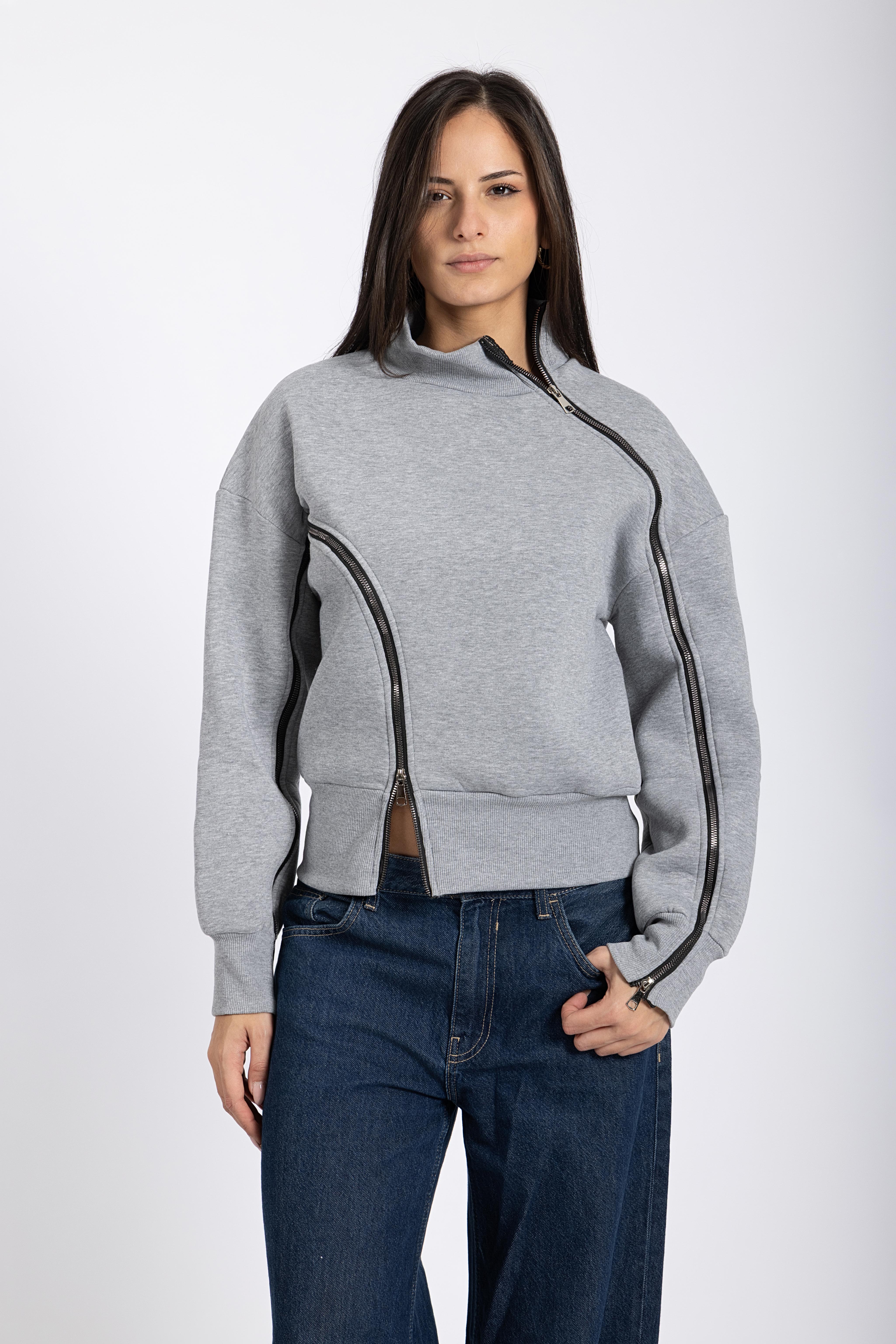 Double-zipper sweater Grey