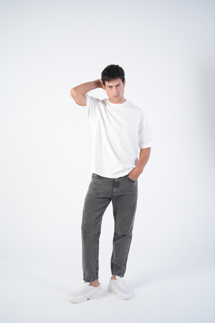 Cropped Fit Jeans Gray